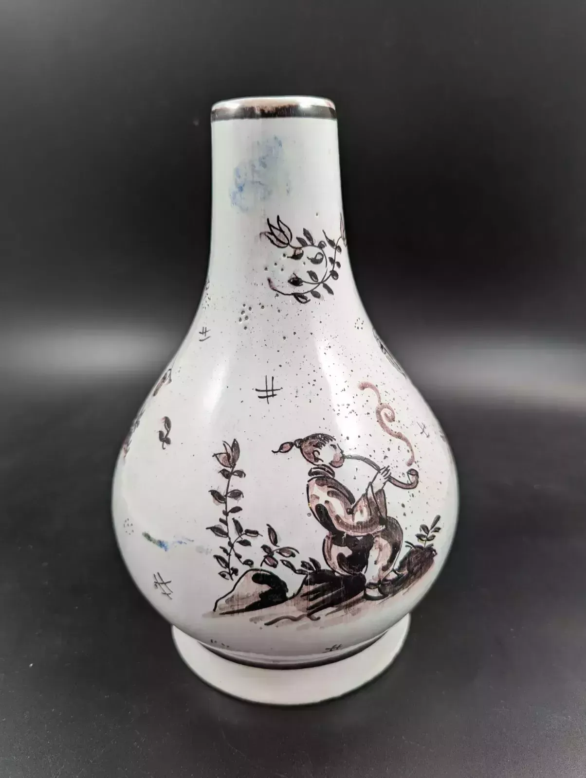 Antique Delft Tin Glazed Pottery Vase, Mid 18th Century. photo vintage
