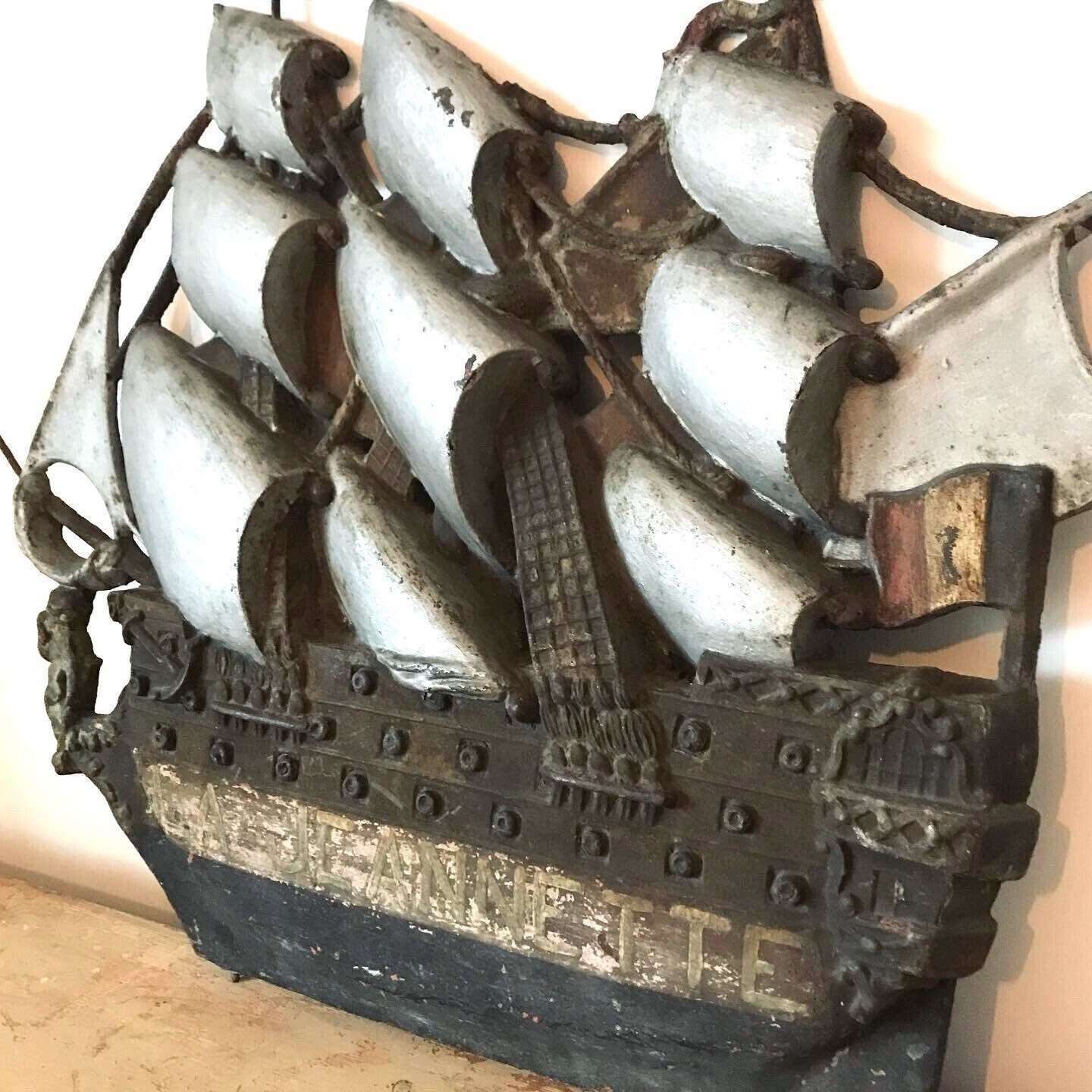 'La Jeannette' 19th C. Ship Chandlers Trade Sign From France photo for sale