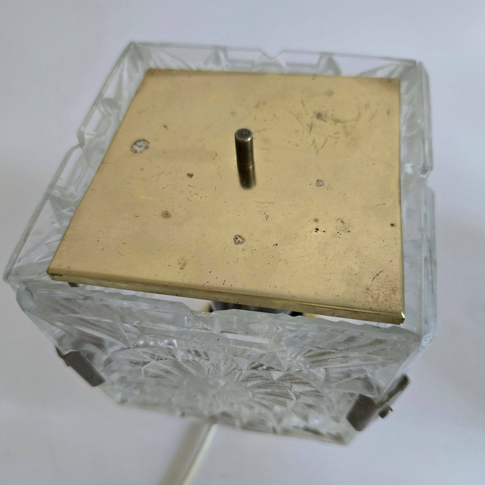 photo furniture Vintage Mid Century Modern Messing Glazen Bureaulamp – één Van Twee – Van Lustry Kamenický šenov, Tsjecho Slowakije, Jaren 1970