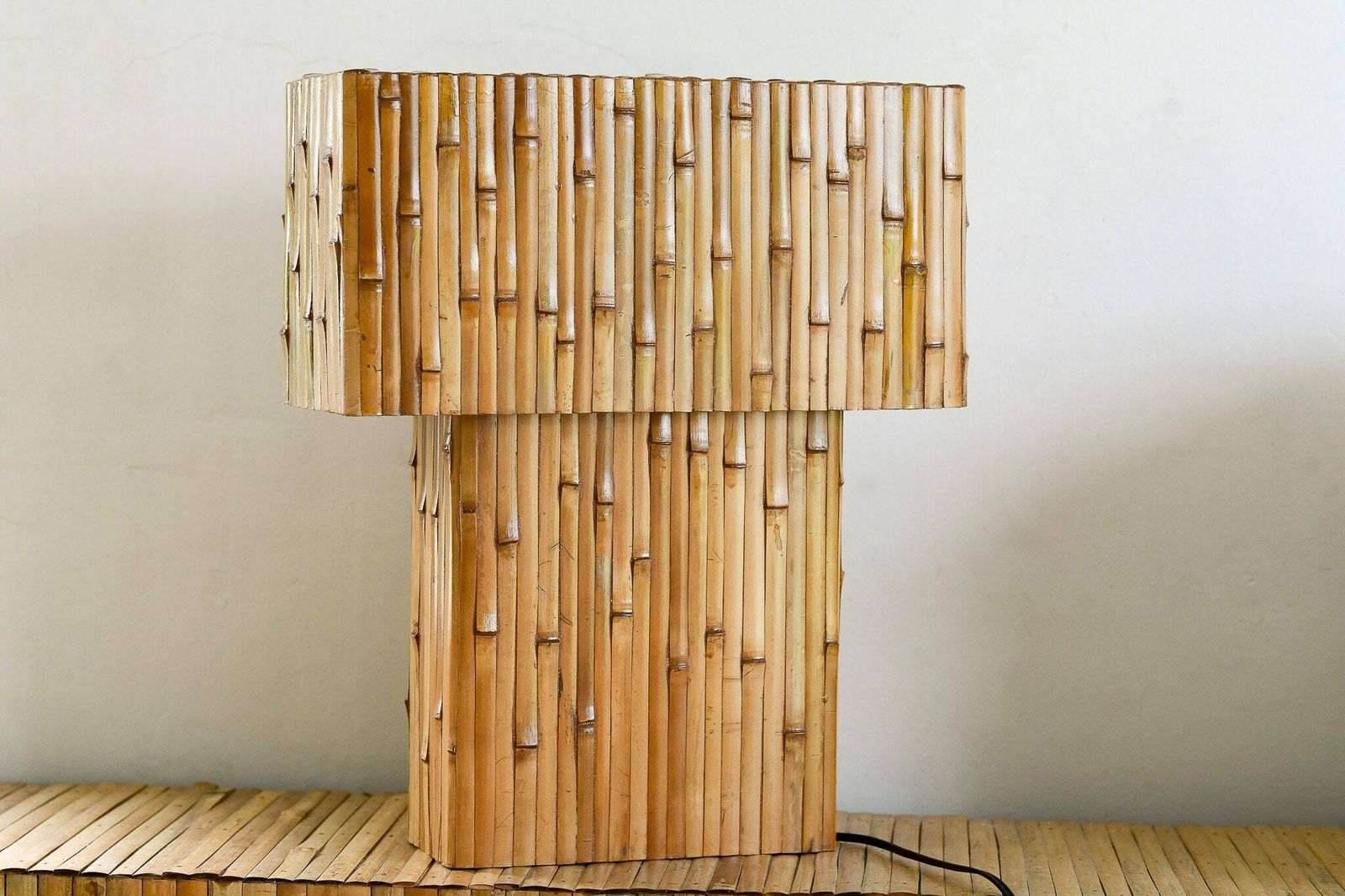 Bamboo Cascade Table Lamp Mid Century Modern Style photo Lighting