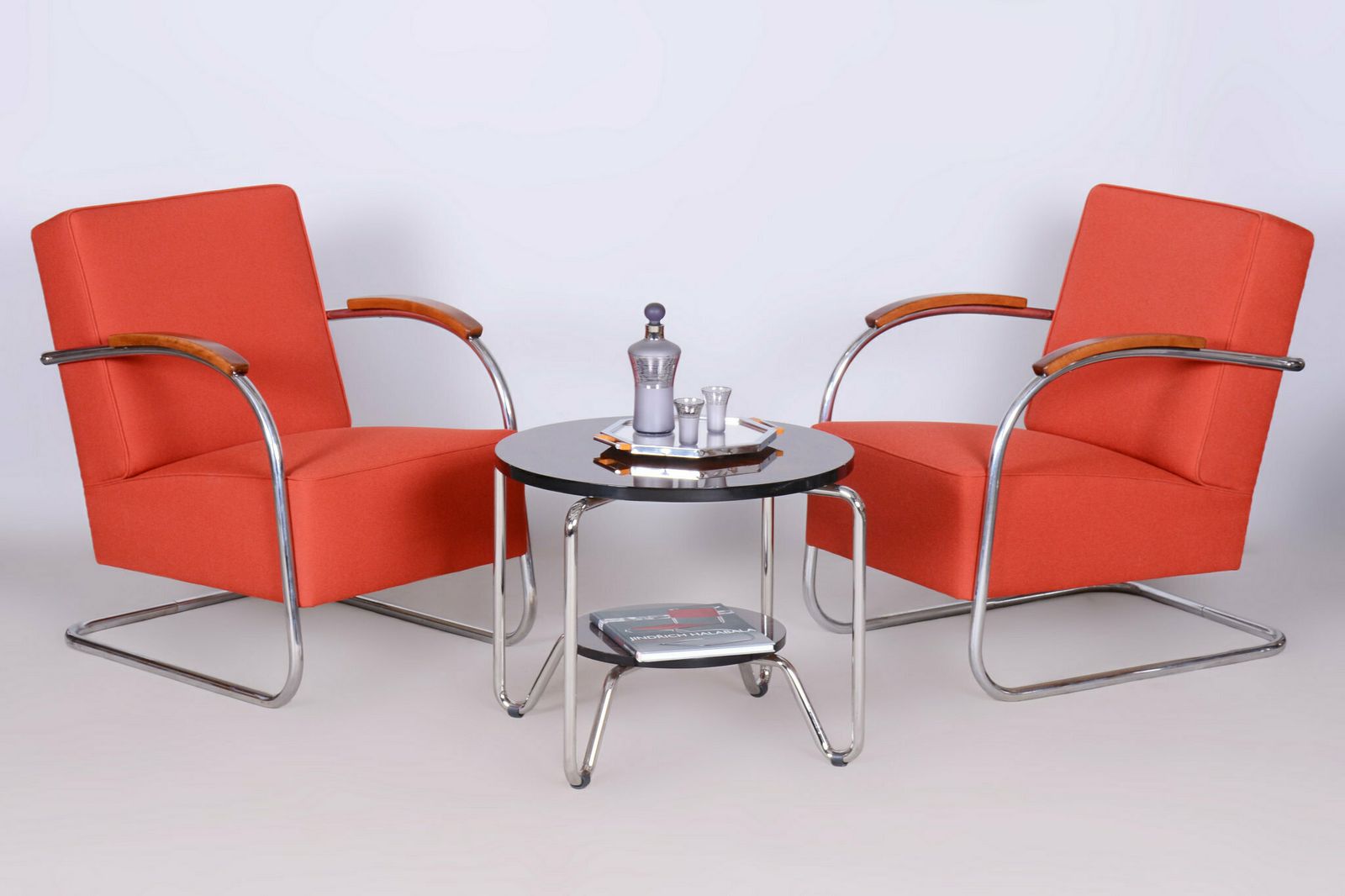Set Of Two Restored Bauhaus Armchairs, By Mücke Melder, Chrome, Czech, 1930s photo 3050.0