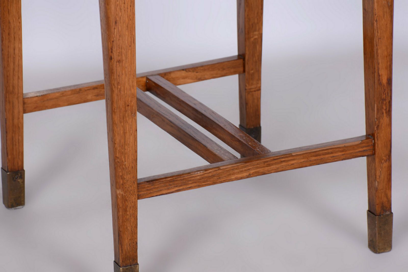 Restored Art Deco Stool, New Upholstery, Revived Polish, Oak, Czech, 1930s photo furniture