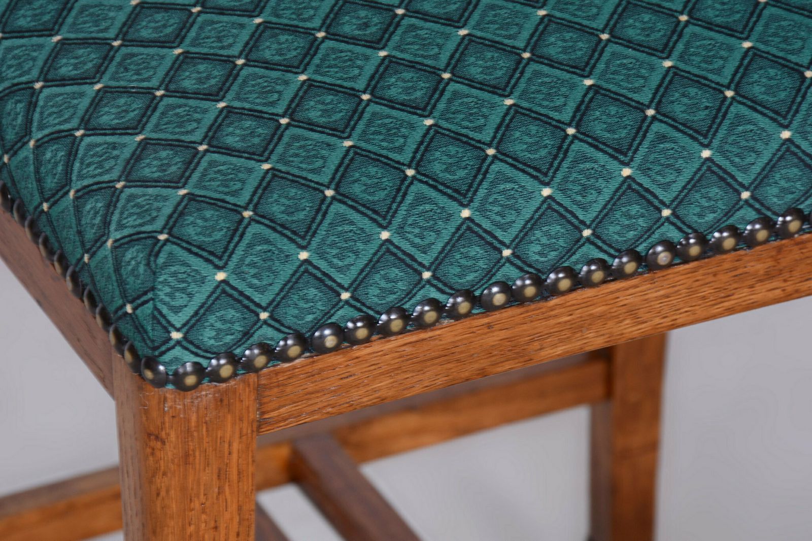 Restored Art Deco Stool, New Upholstery, Revived Polish, Oak, Czech, 1930s photo 550.0