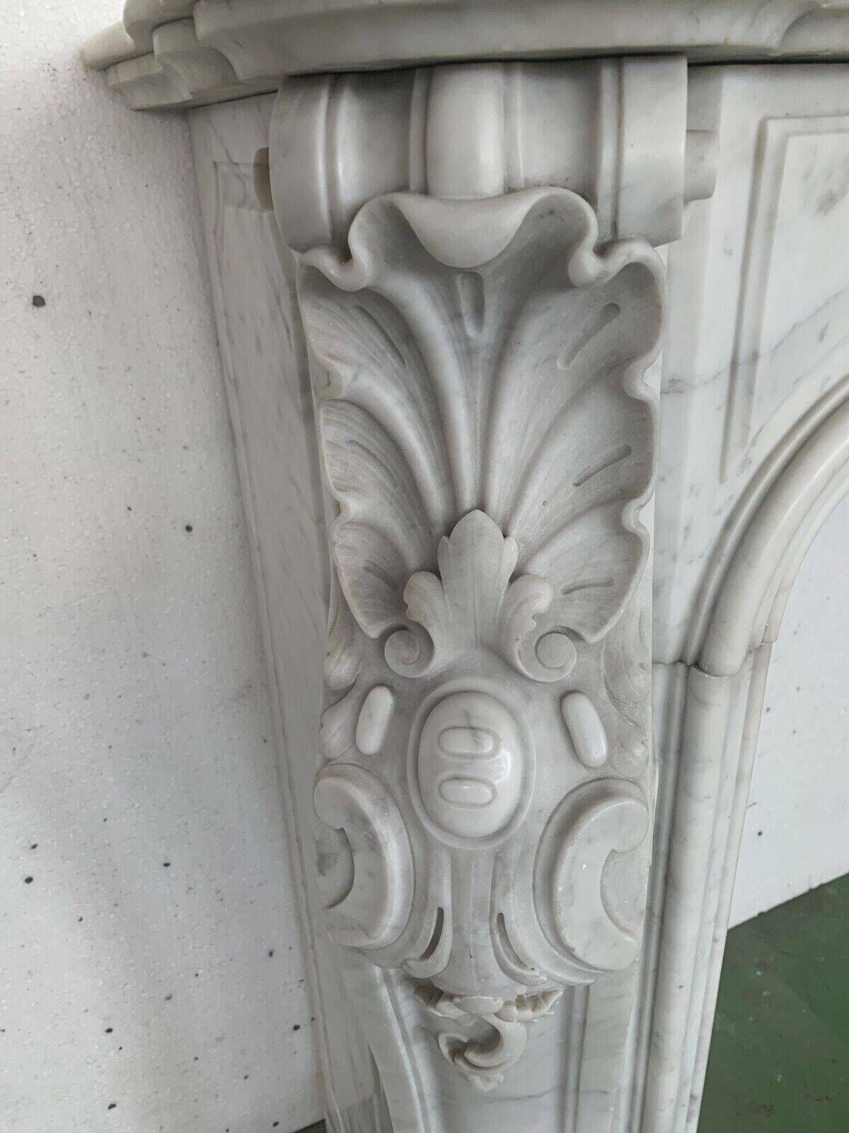 Louis XV Style Fireplace In White Carrara Marble 19th Century photo furniture