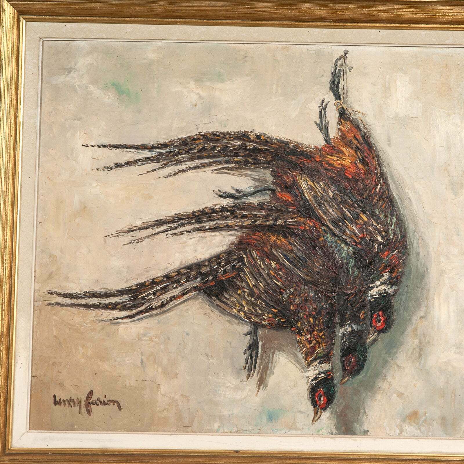 Mid Century Still Life Game Piece Oil Painting By Henry Farion photo vintage