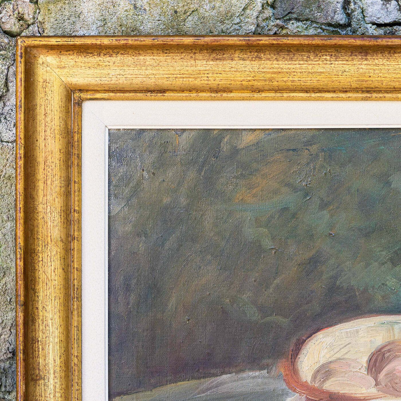 4280.0 Still Life Oil Paintings Set "Asparagus & Eggs" And "Melon" By Alexandre Denonne photo