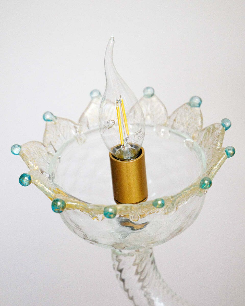 Vintage Venetian Murano Glass 6 Light Chandelier In White And Blue photo buy
