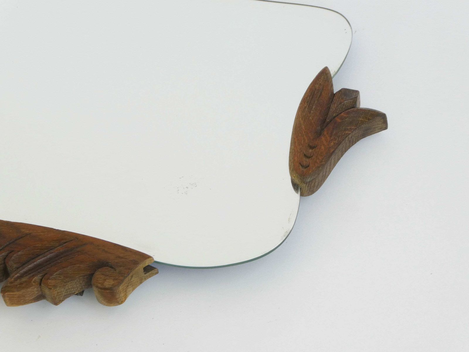 Beautiful Art Nouveau Unframed Wall Mirror With Wooden Ornaments, Jugendstil Beveled Glass, Antique Wall Hanging photo buy
