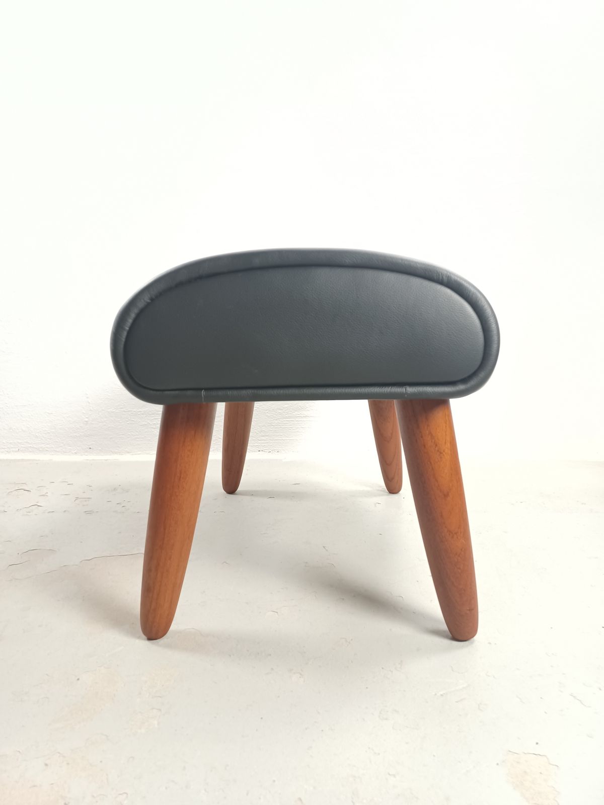 Fully Restored Danish Ottoman In Teak Reupholstered In Black Leather, 1960s photo buy