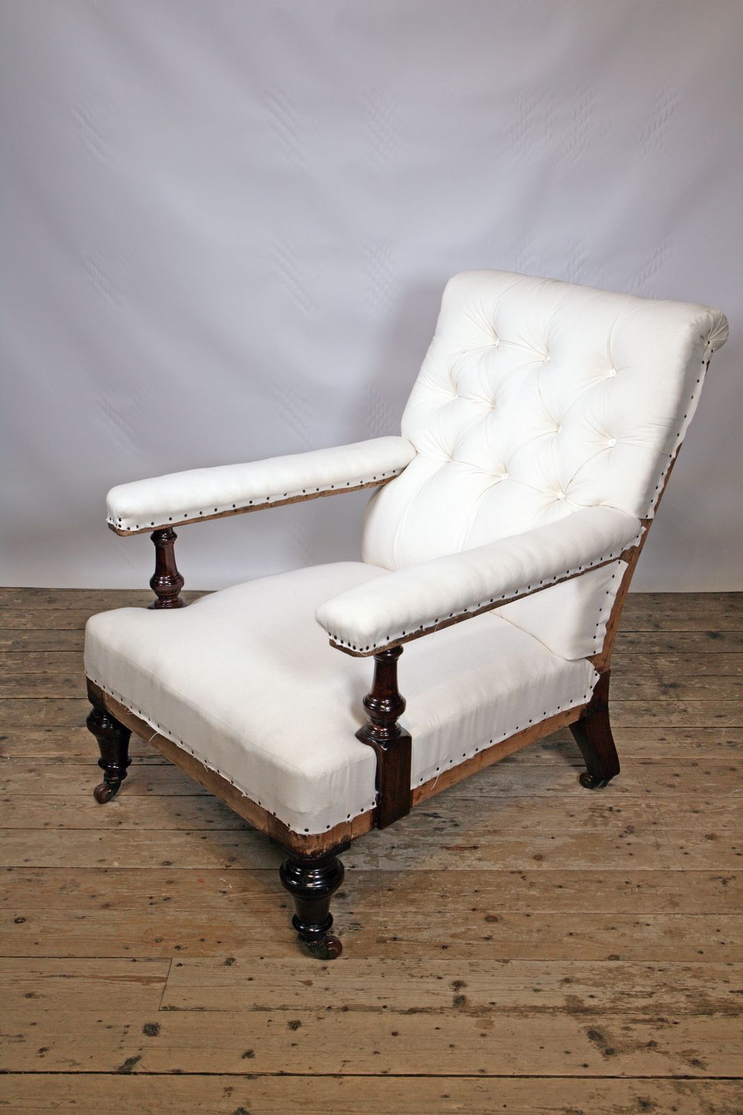 A Refined 19th Century Country House Buttonback Open Armchair photo for sale