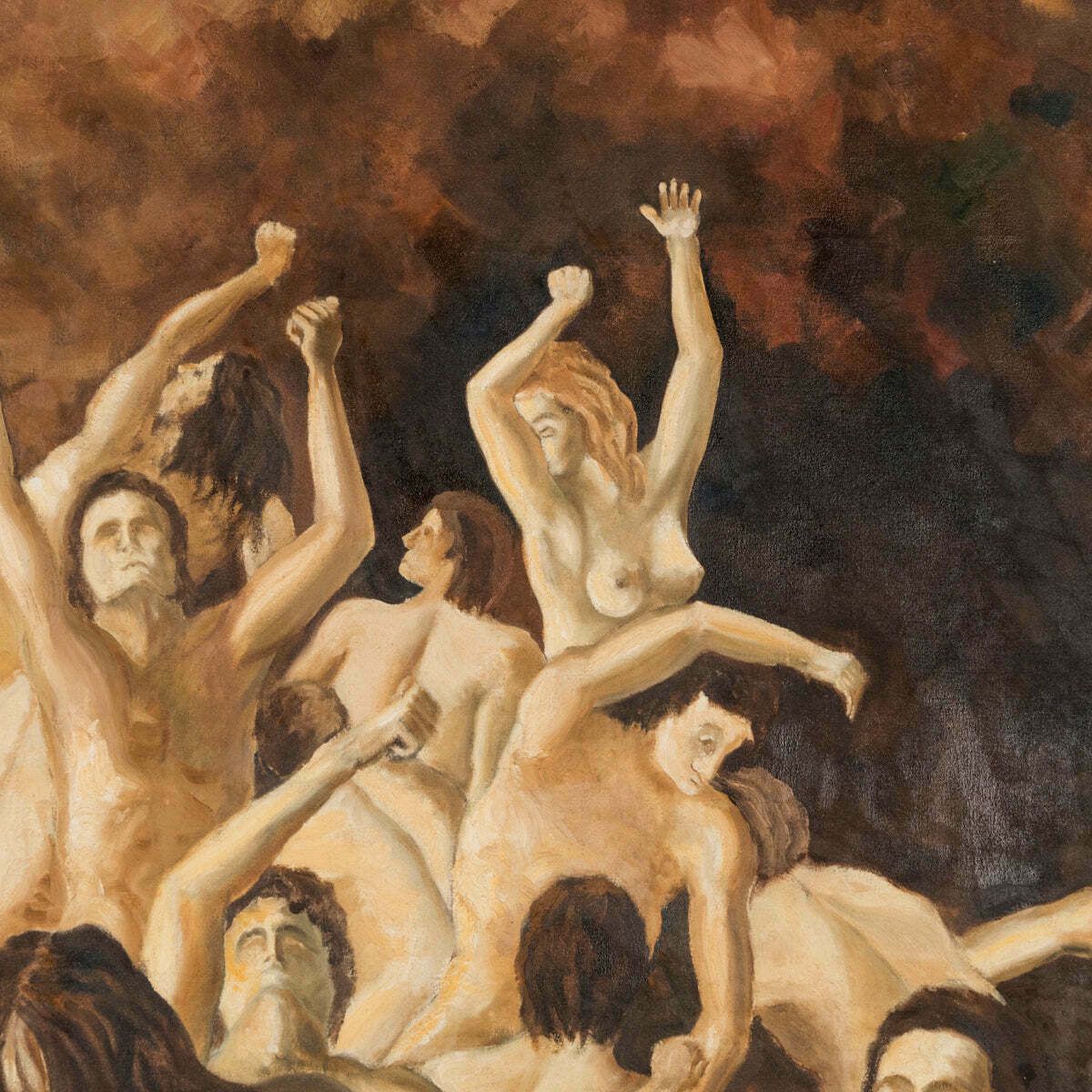 Groot Vintage Olieverfschilderij "Purgatory" Uit De Jaren 1970 photo vinterior