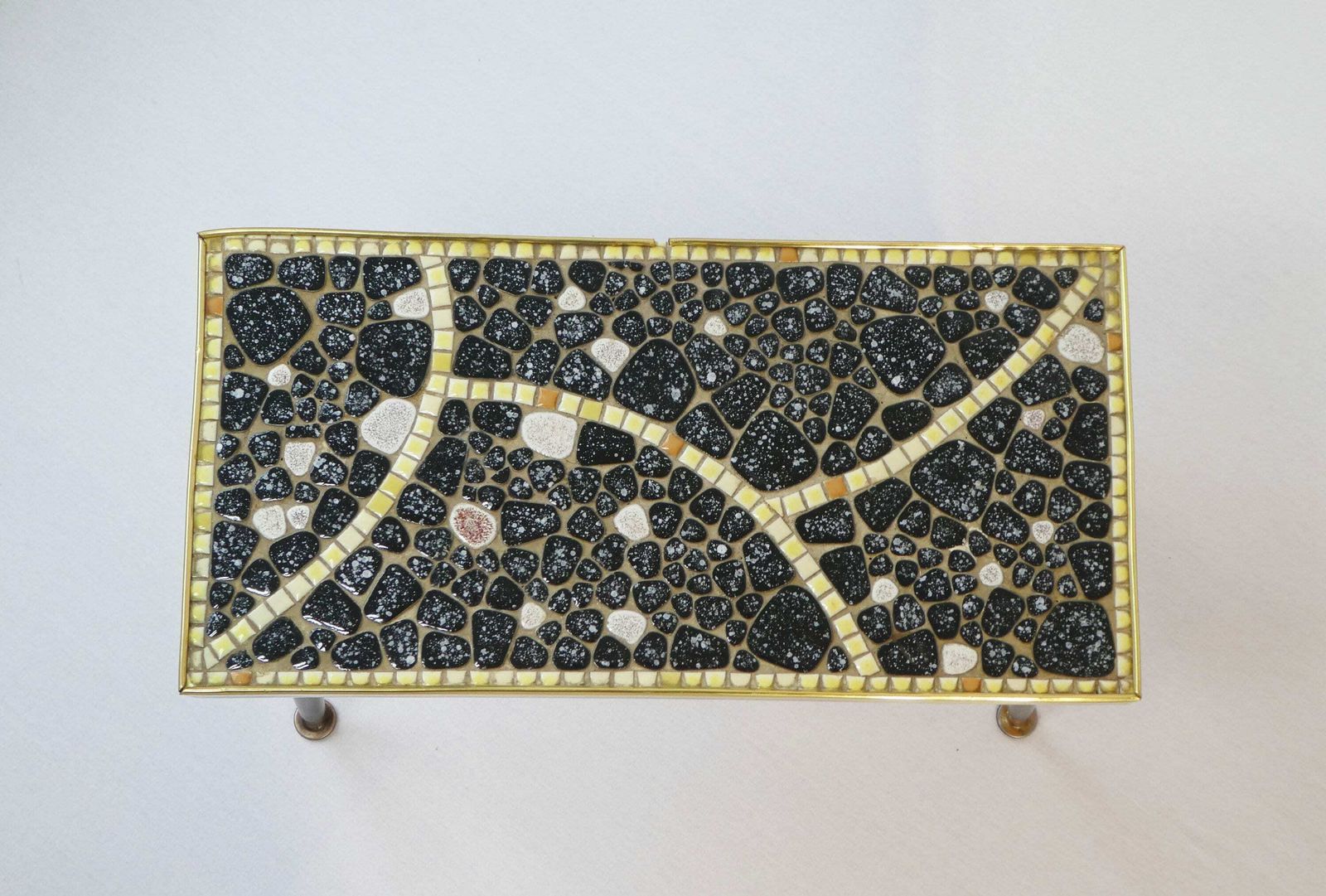 Vintage Mosaic Rectangular Side Table, Mid Century Colourful Plant Stand, Wooden 60's Flower Stand, Coffee Table photo 220.0