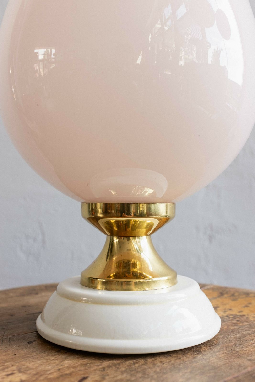 photo buy Vintage Czechoslovak Powder Pink Glass Table Lamp, 1970s