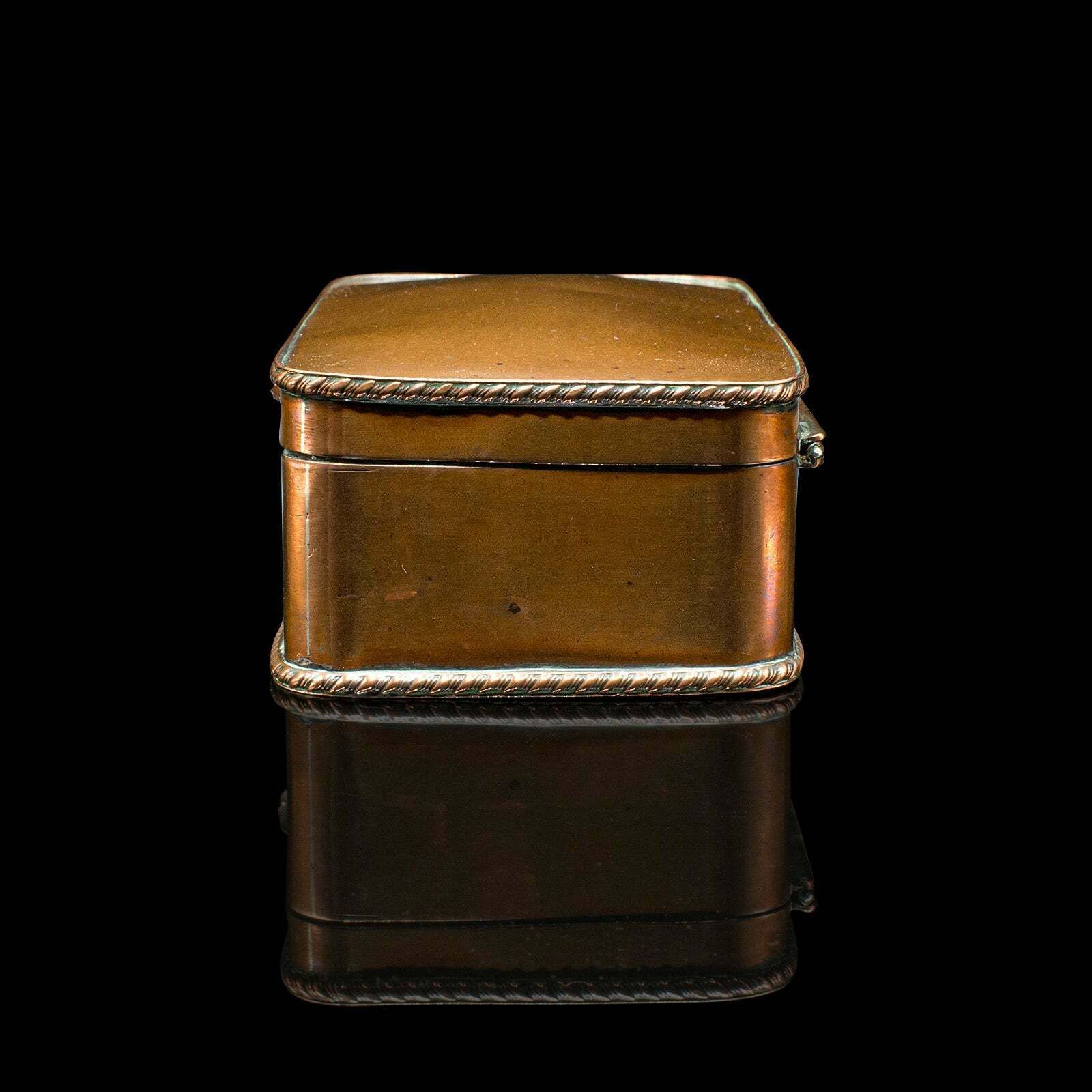 Small Antique Tobacco Tin, English, Copper, Silver Plate, Lidded Box, Edwardian photo 195.0