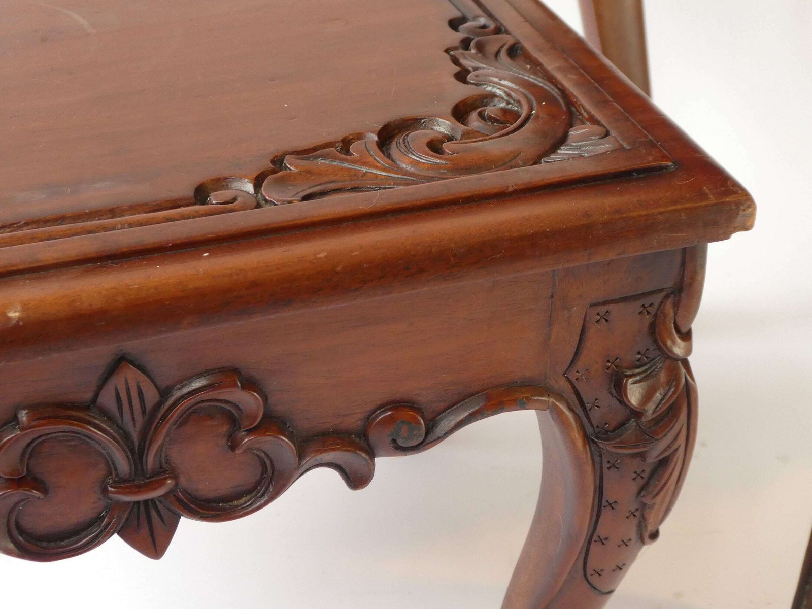 Vintage Asian Carved Wooden Nesting Tables, Chinese Side Tables With Floral Design photo vintage