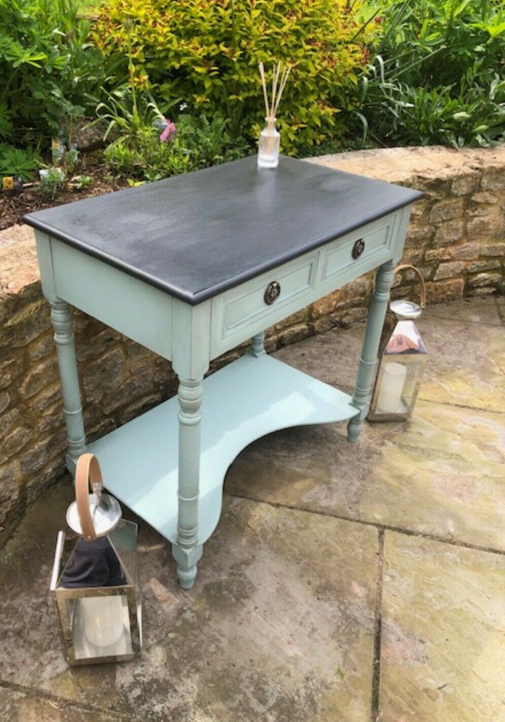Console With 2 Drawers Painted In A Country Style Of Fusion French Eggshell With An Ash Top photo Furniture