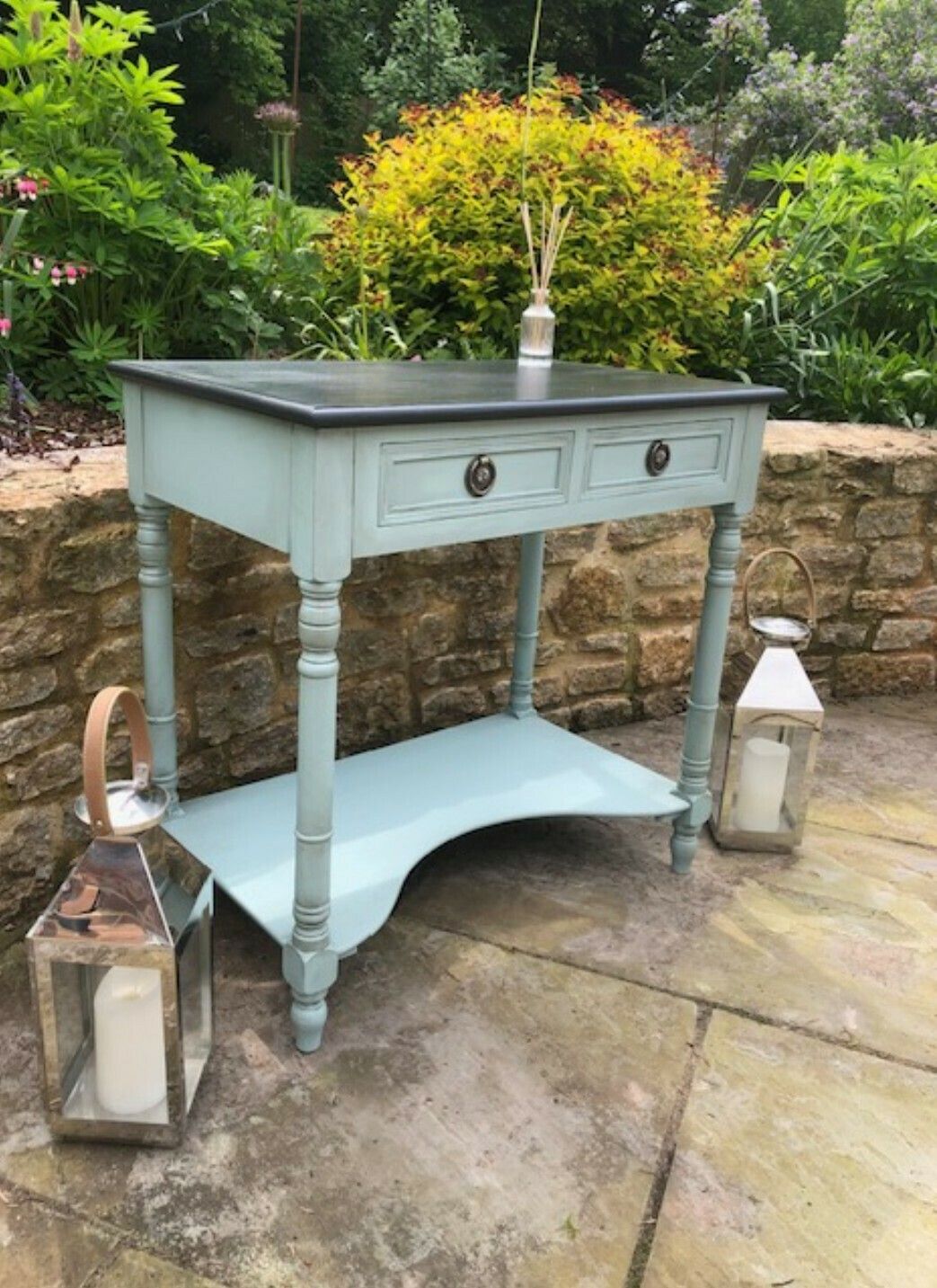 Console With 2 Drawers Painted In A Country Style Of Fusion French Eggshell With An Ash Top photo 125.0