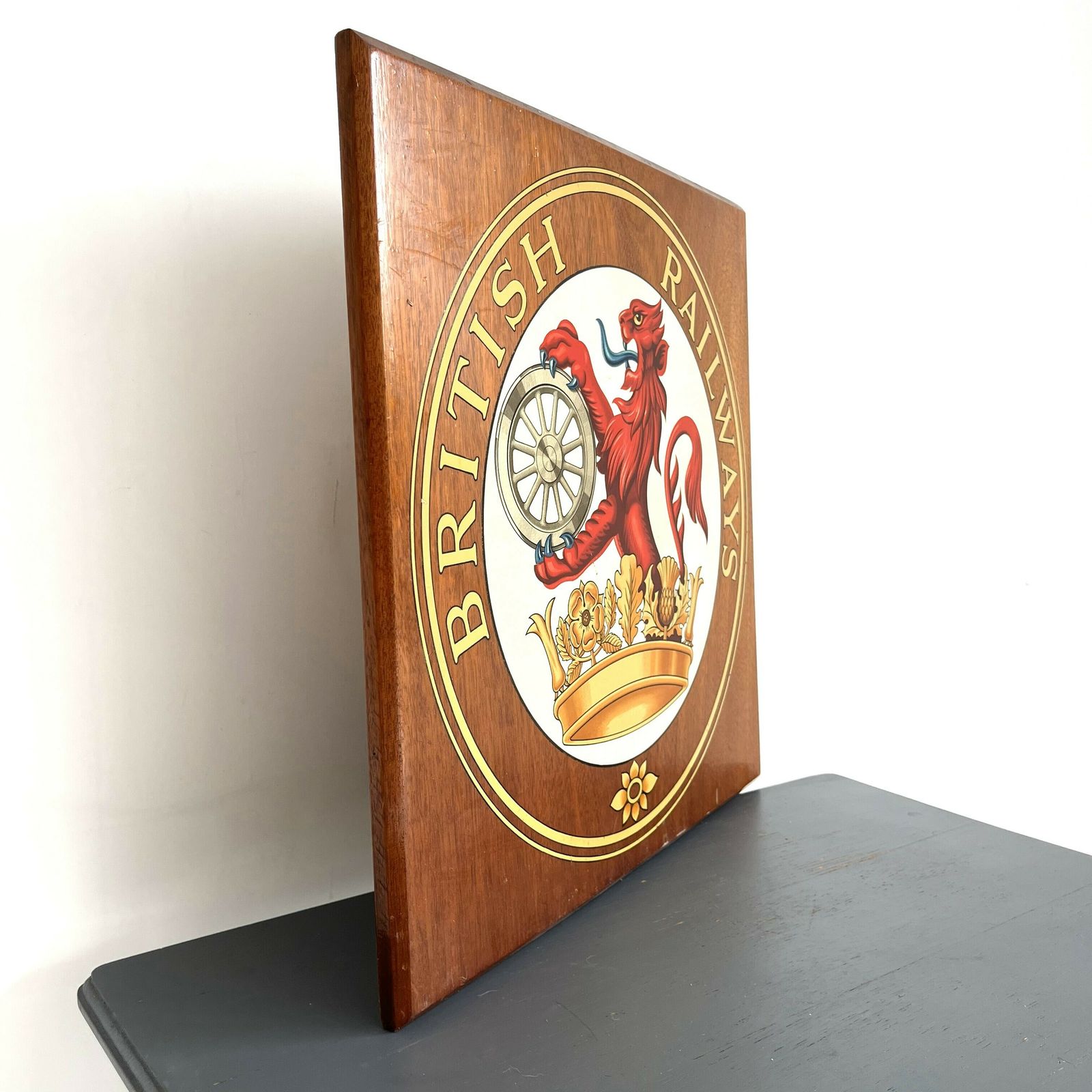 Mounted Coats Of Arms X4    Midland Rly, British Railways, Great Indian Peninsular Rly 1849, Dundalk Newry & Greenore Rly Co.  photo furniture