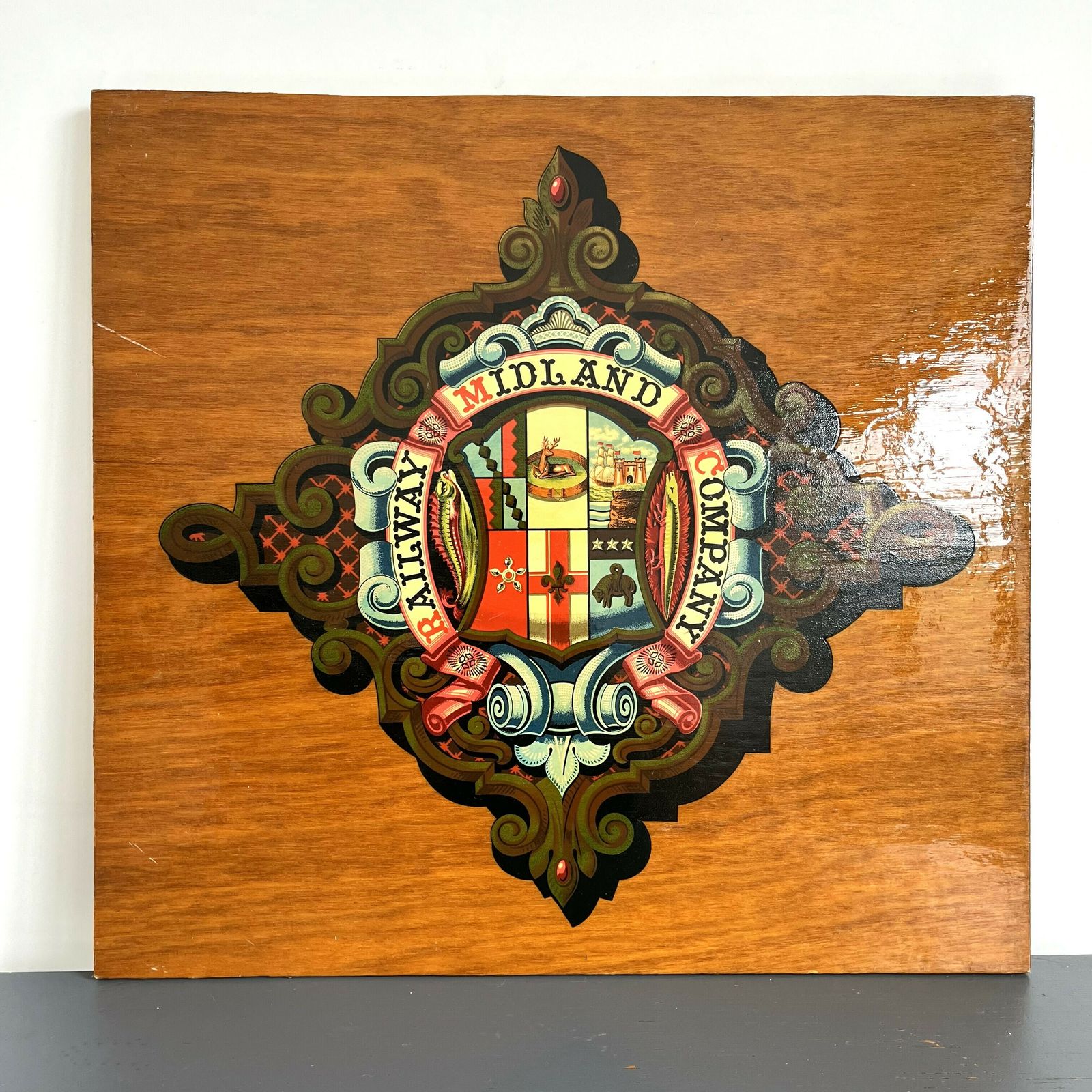 Mounted Coats Of Arms X4    Midland Rly, British Railways, Great Indian Peninsular Rly 1849, Dundalk Newry & Greenore Rly Co.  photo buy