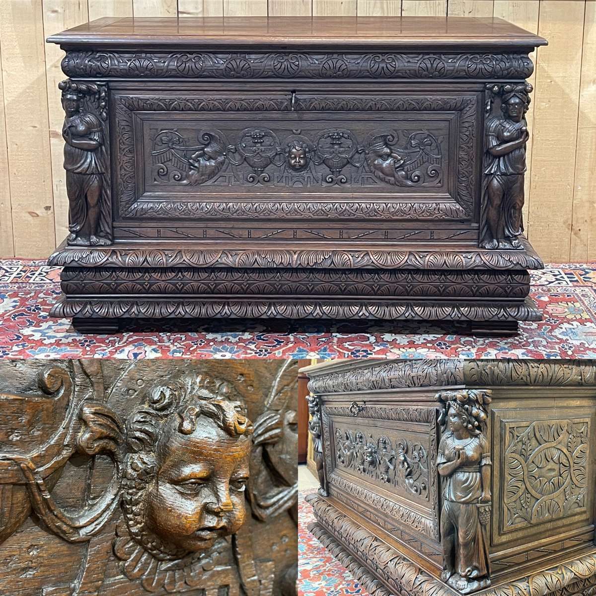 Large Renaissance Oak Chest From The End Of The 17th Century