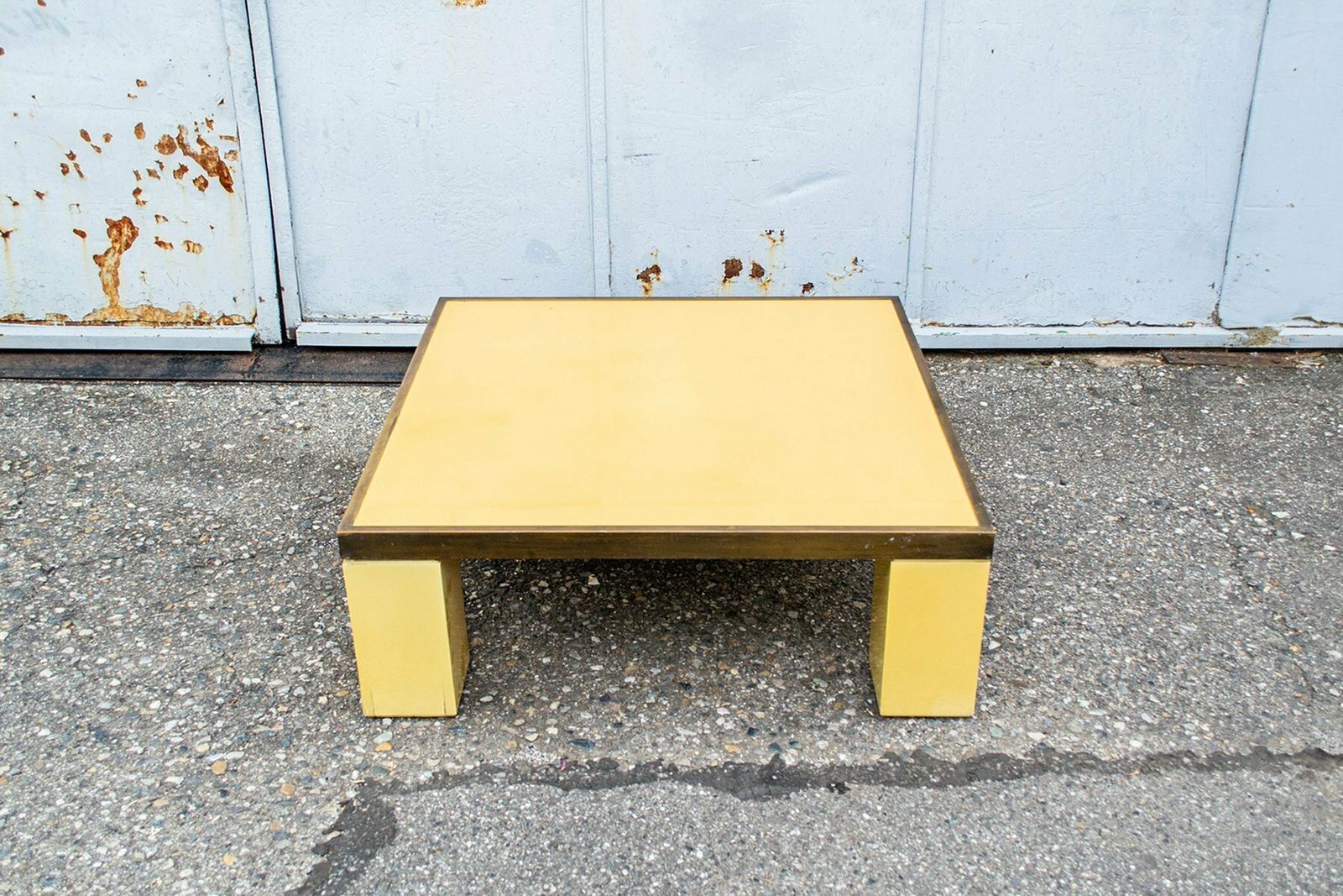 Antonio Pavia Coffee Table In Lacquered Wood And Brass, 1970s photo for sale