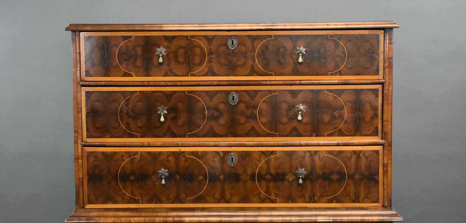 William & Mary Oyster Veneer Chest On Stand photo furniture