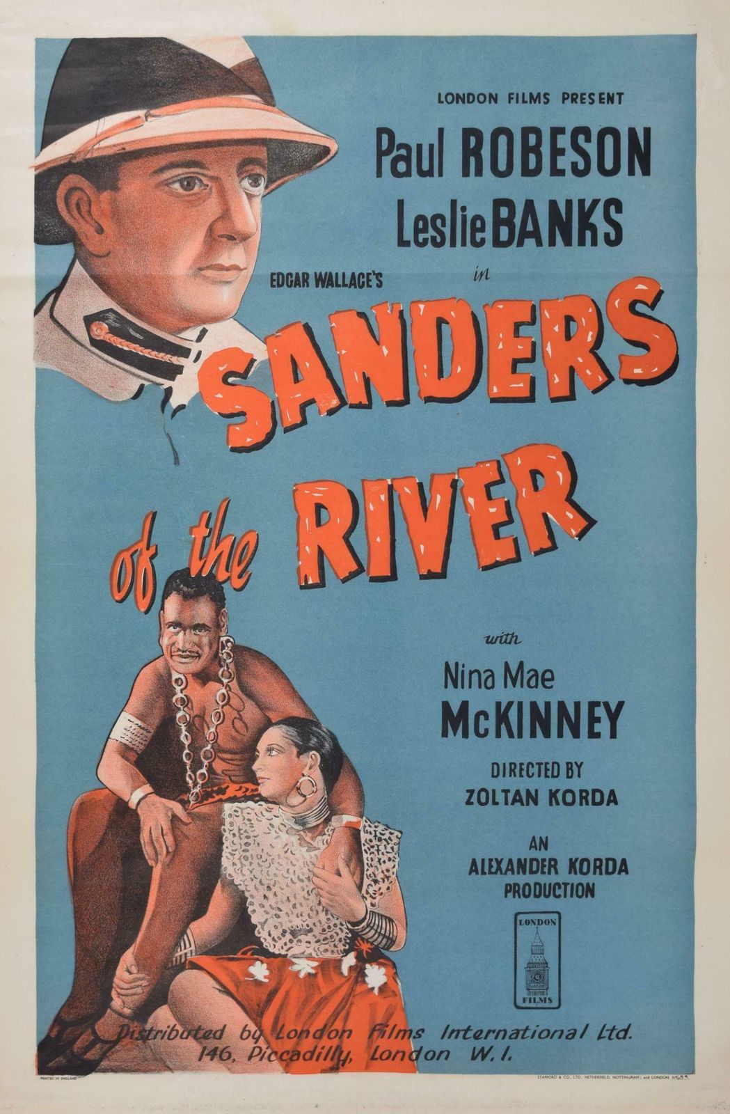 Unknown Sanders Of The River Original Vintage 1935 Film Poster Colonial Nigeria 1935