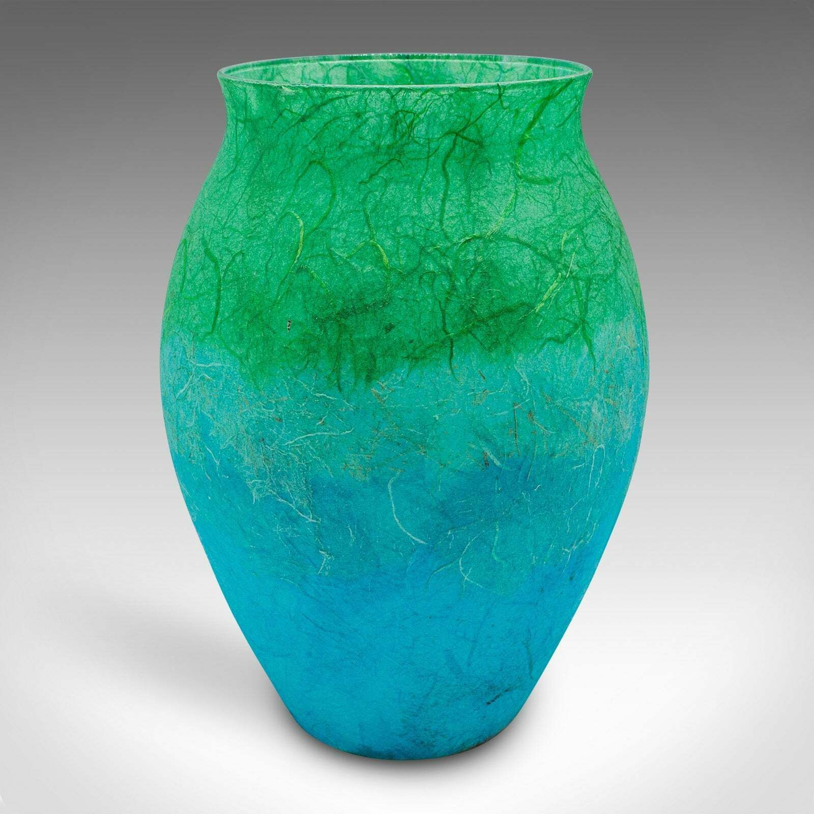 Contemporary Flower Vase Duo, English, Art Glass, Straw Silk, Baluster Urn Set photo 295.0