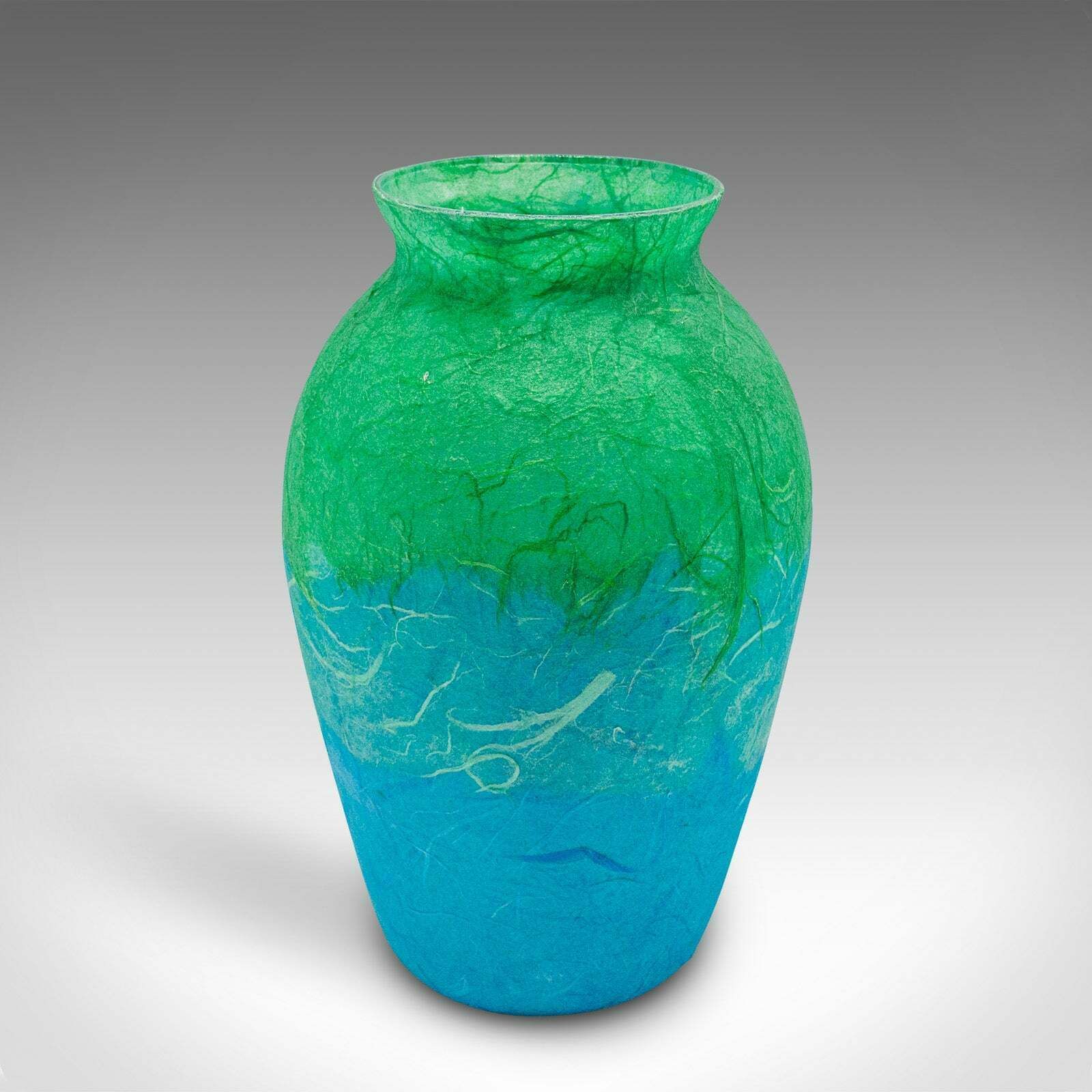 Contemporary Flower Vase Duo, English, Art Glass, Straw Silk, Baluster Urn Set photo buy