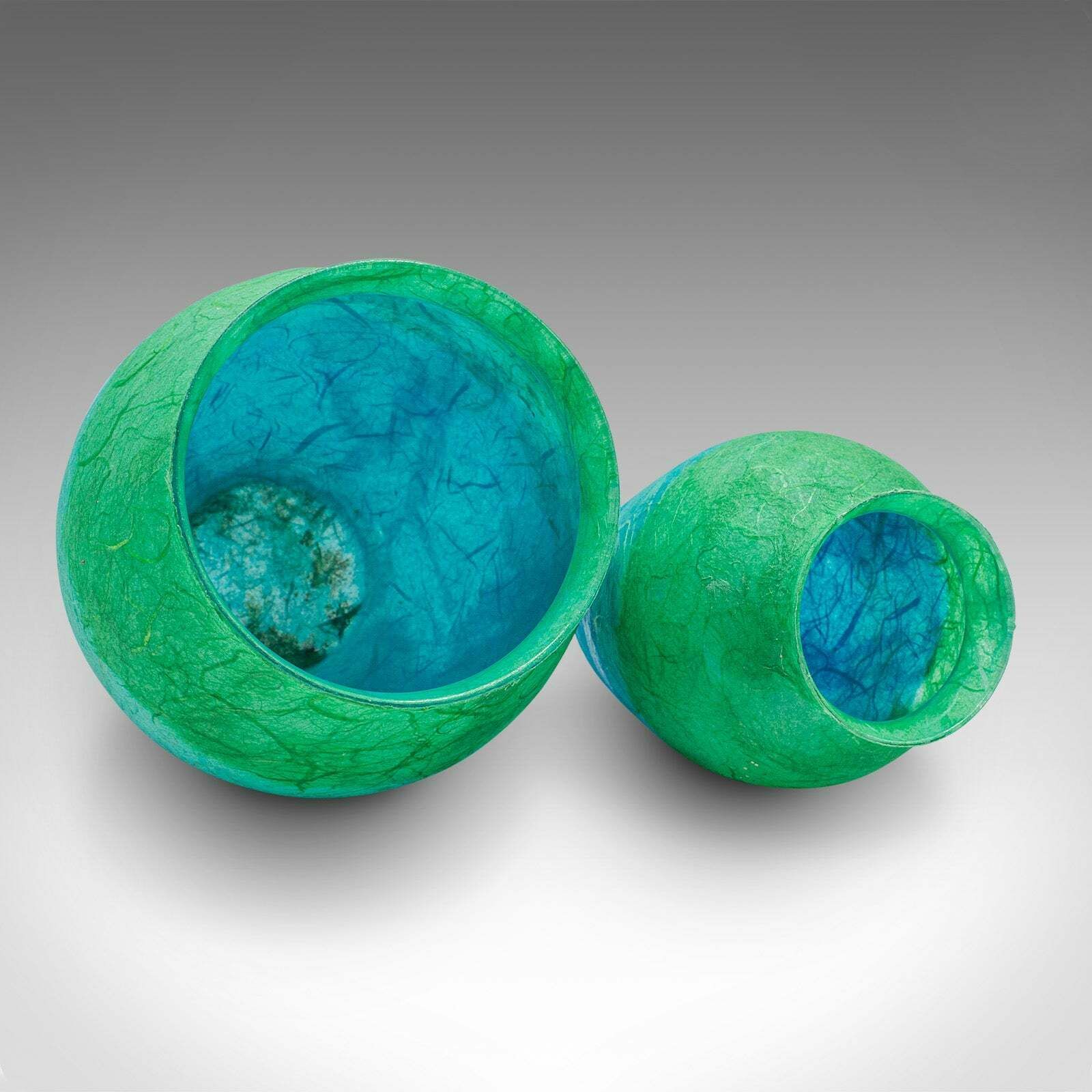 photo for sale Contemporary Flower Vase Duo, English, Art Glass, Straw Silk, Baluster Urn Set