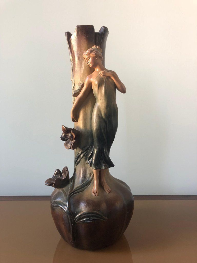 French Art Nouveau Pair Of Large Terracotta Vases, Circa 1910 photo Home Decor