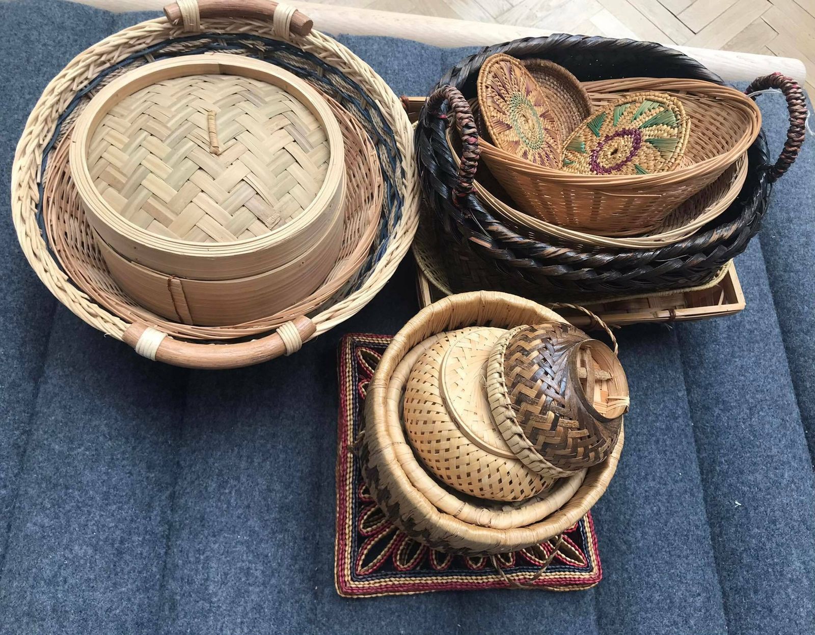 Boho Decor Art Woven Basket Wicker Wall Basket Round Rattan Flat Basket Wall Tray Bohemian Decor Wall Boho Chic Wicker Hanging African photo 149.0
