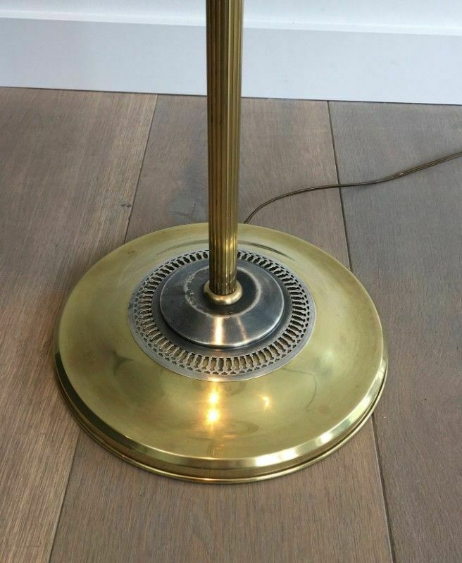 Parquet Floor Lamp In Brushed Steel And Brass. In The Style Of Maison Charles photo vintage