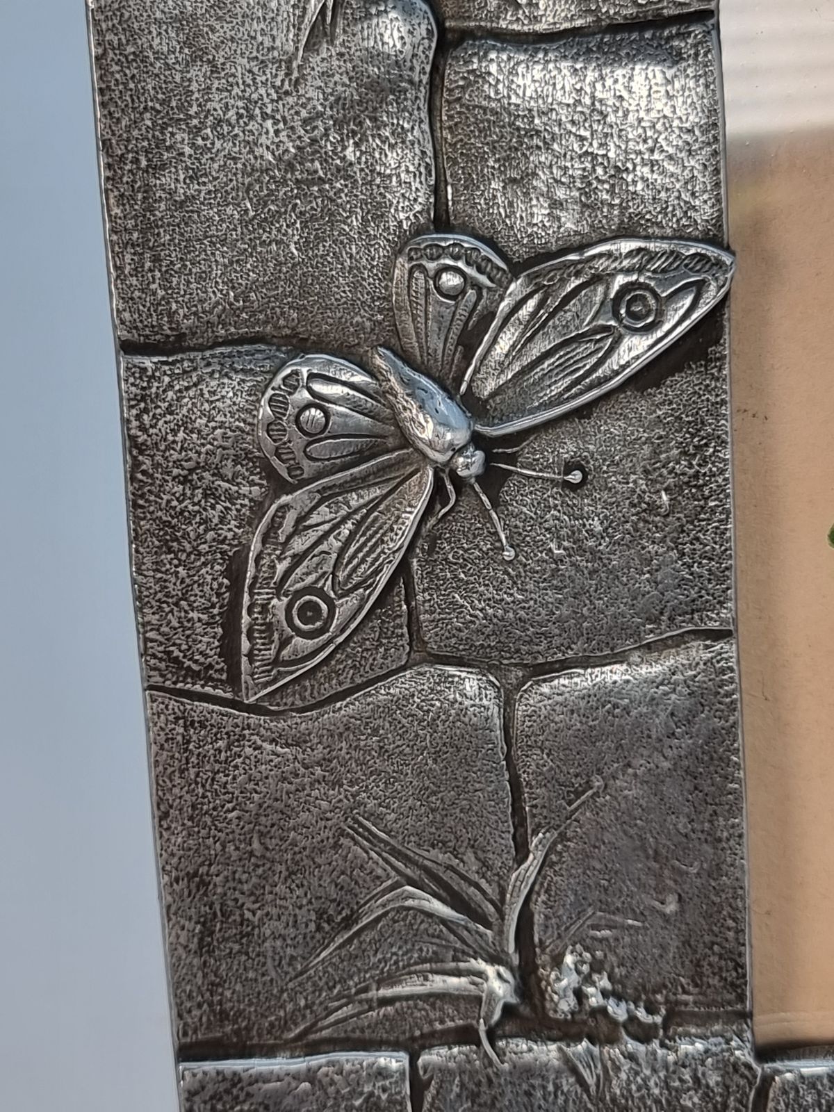 A Floral Watercolour And Decorative Pewter Frame, Circa1890, French photo vinterior