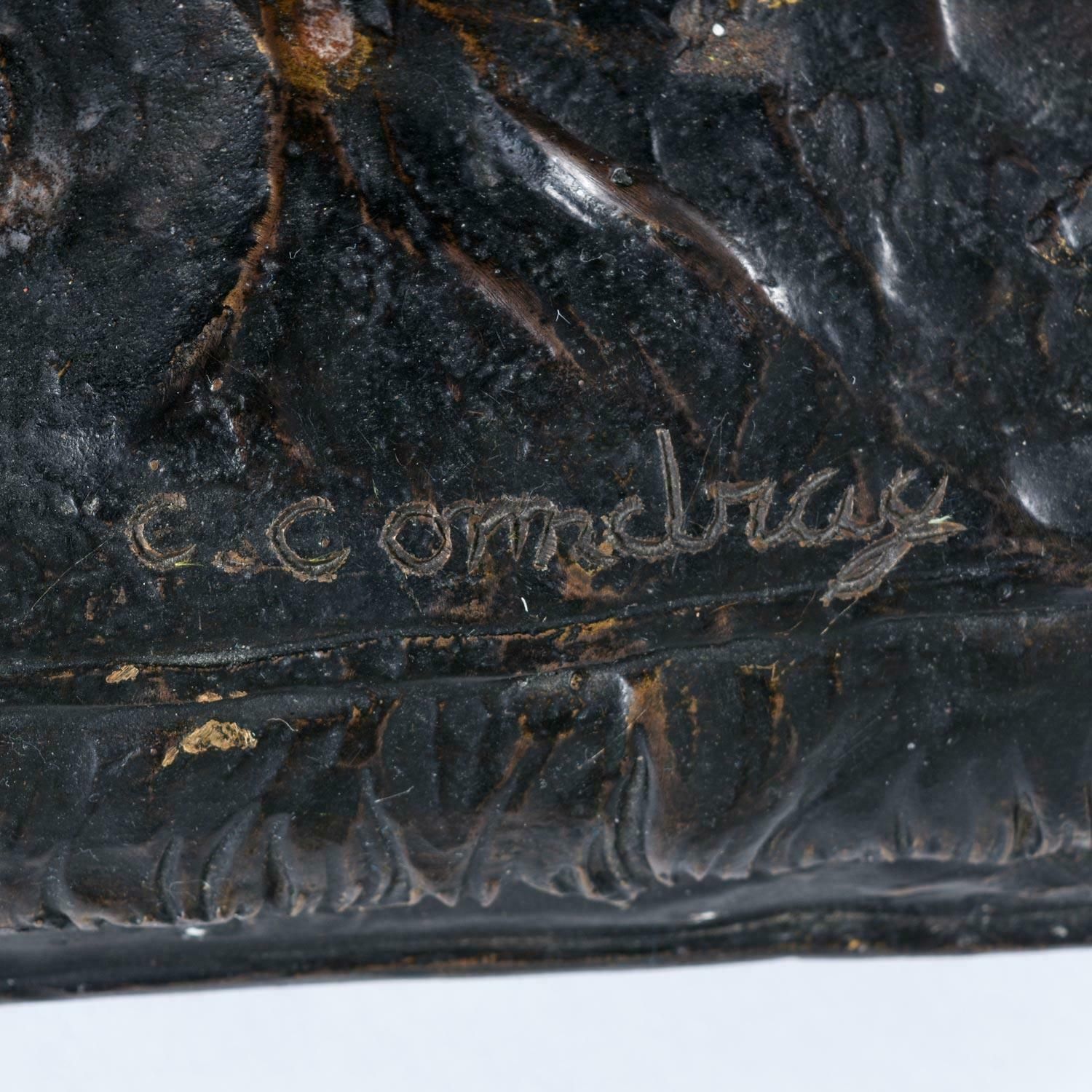 C. Conndray Bronze Figural Art Nouveau Sculpture Coffee Table With Glass Top photo vinterior