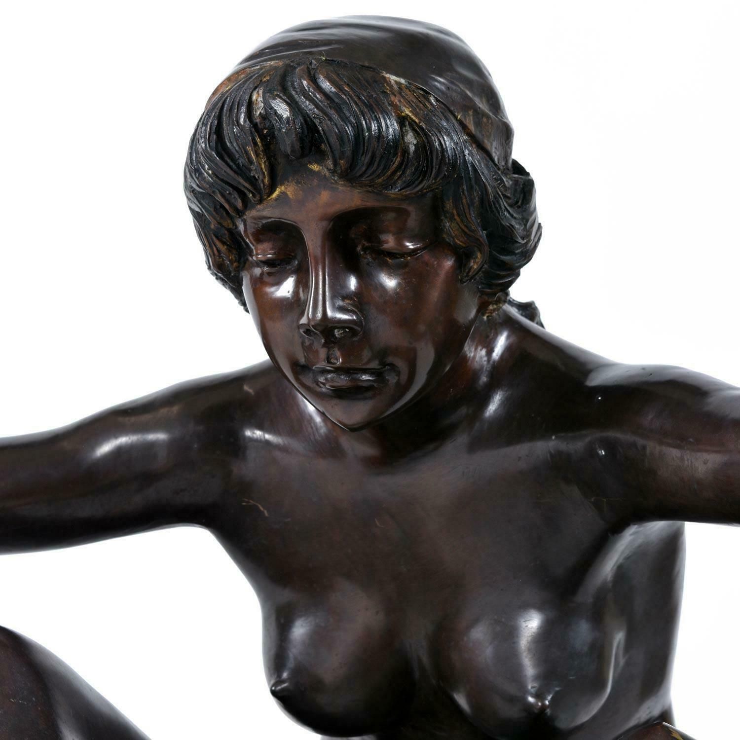 C. Conndray Bronze Figural Art Nouveau Sculpture Coffee Table With Glass Top photo buy