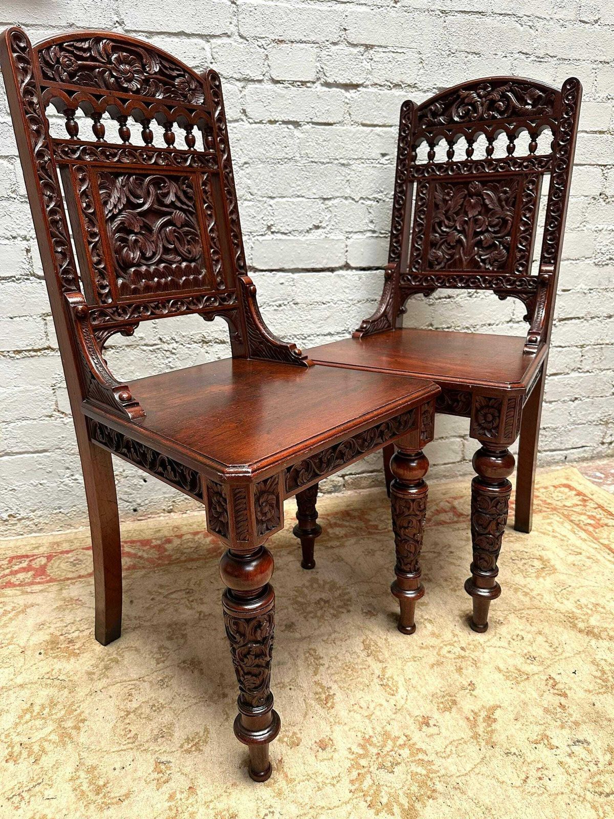 Antique Mahogany Hall Chairs, 1800s photo furniture