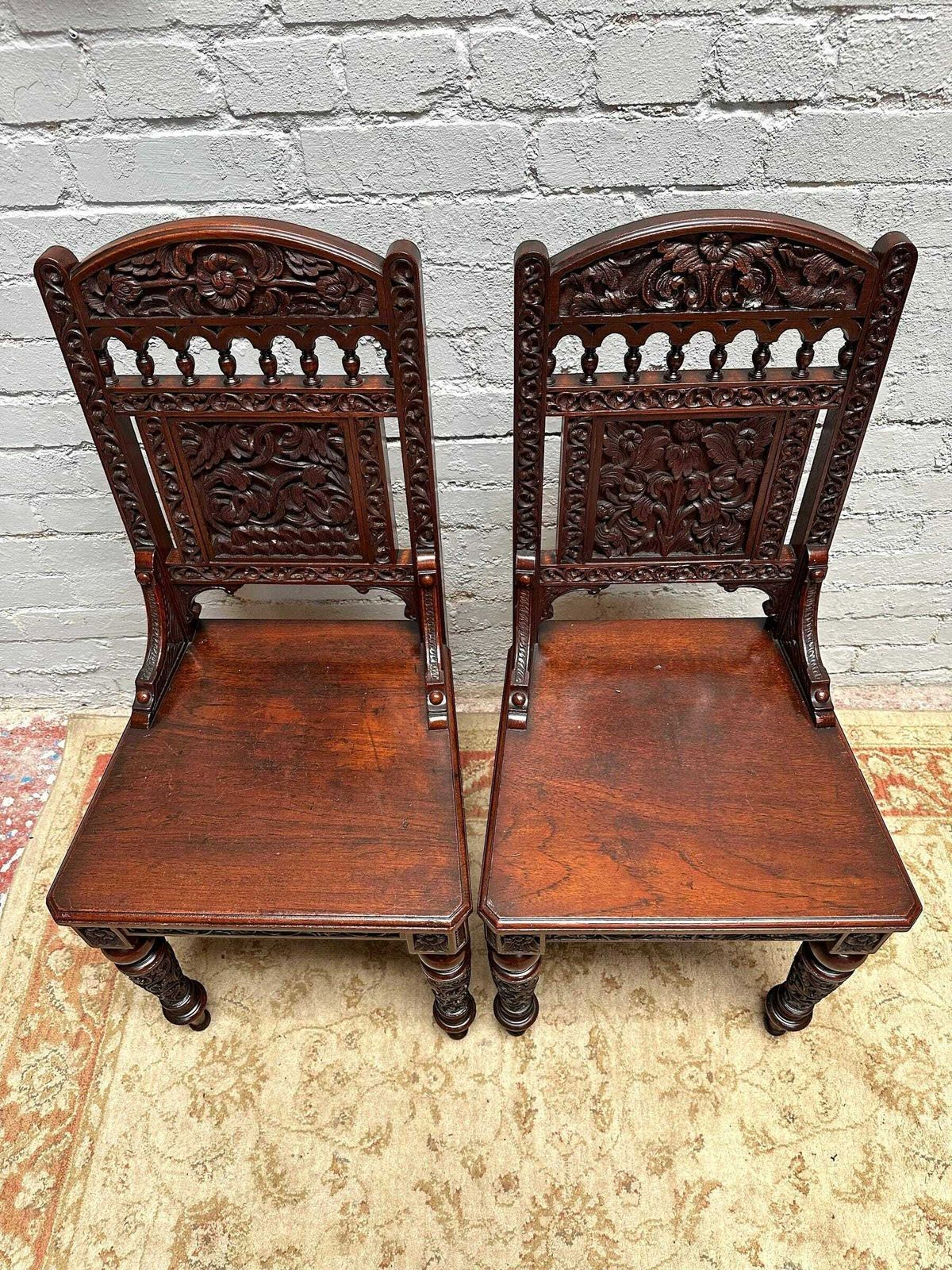 Antique Mahogany Hall Chairs, 1800s photo 460.0
