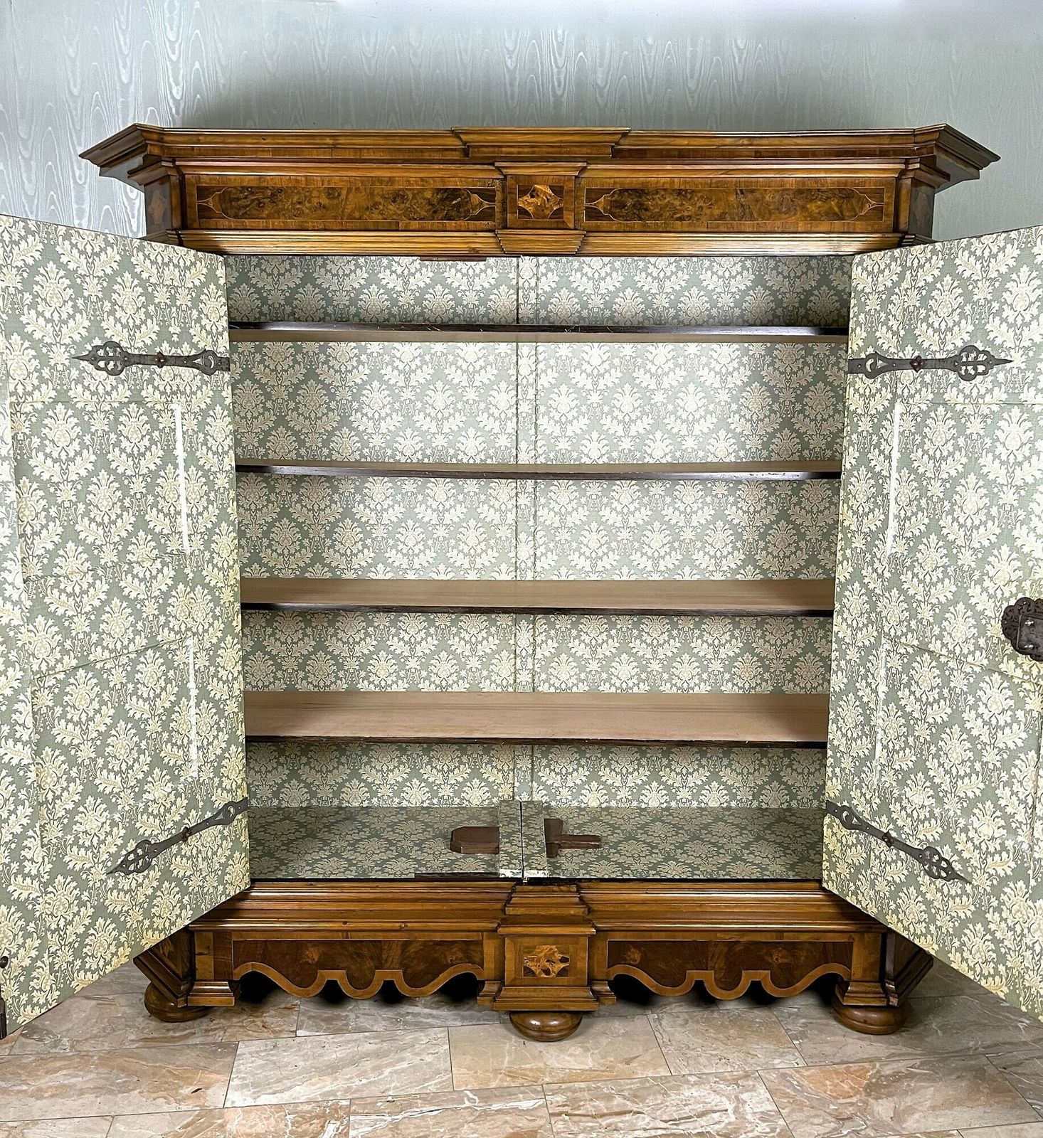 18th Century Nutwood Baroque Cabinet With Inlay Works , Austria Ca. 1770 photo 19000.0