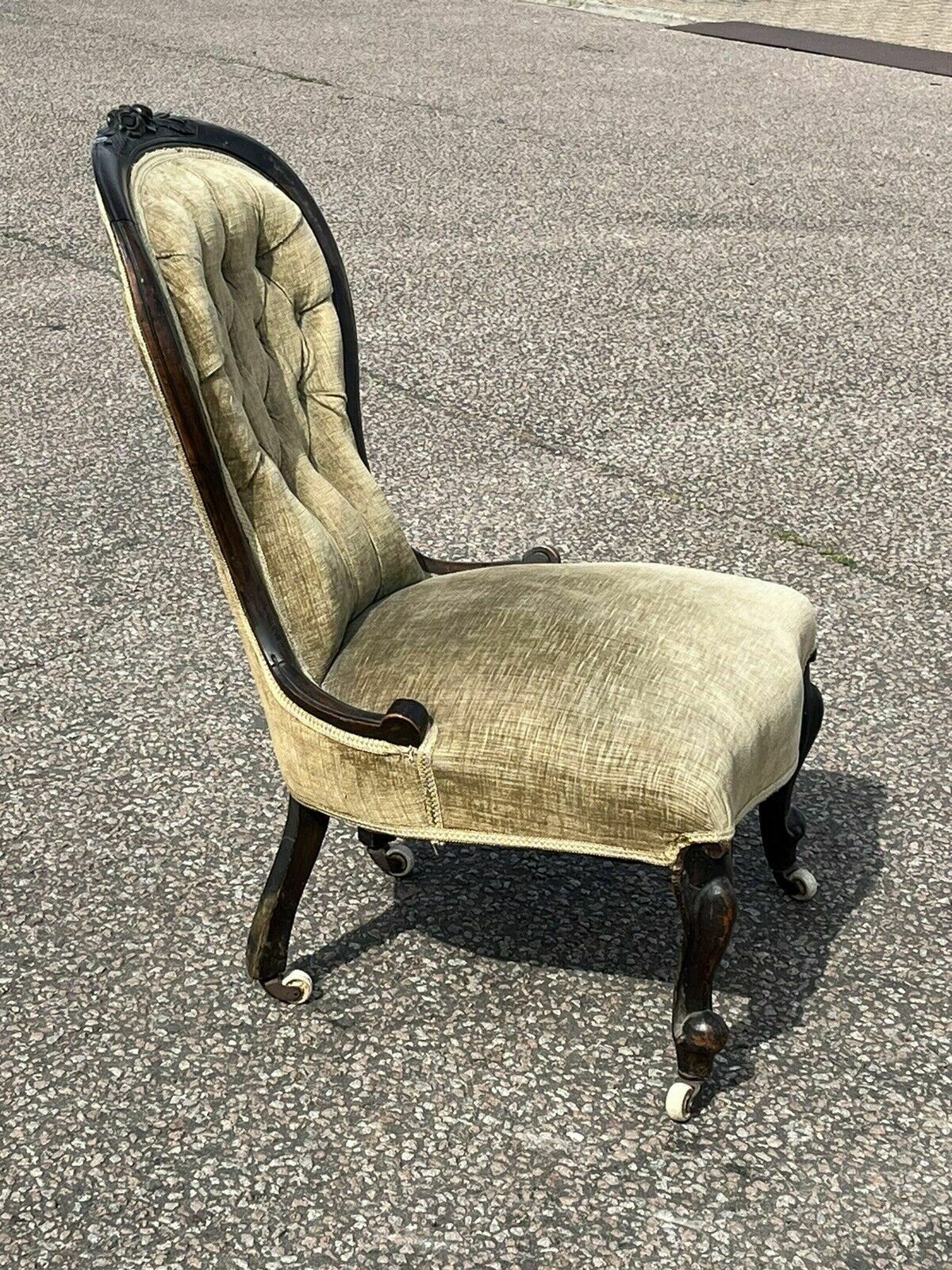 Victorian Chair. On White Porcelain Castors. photo vintage