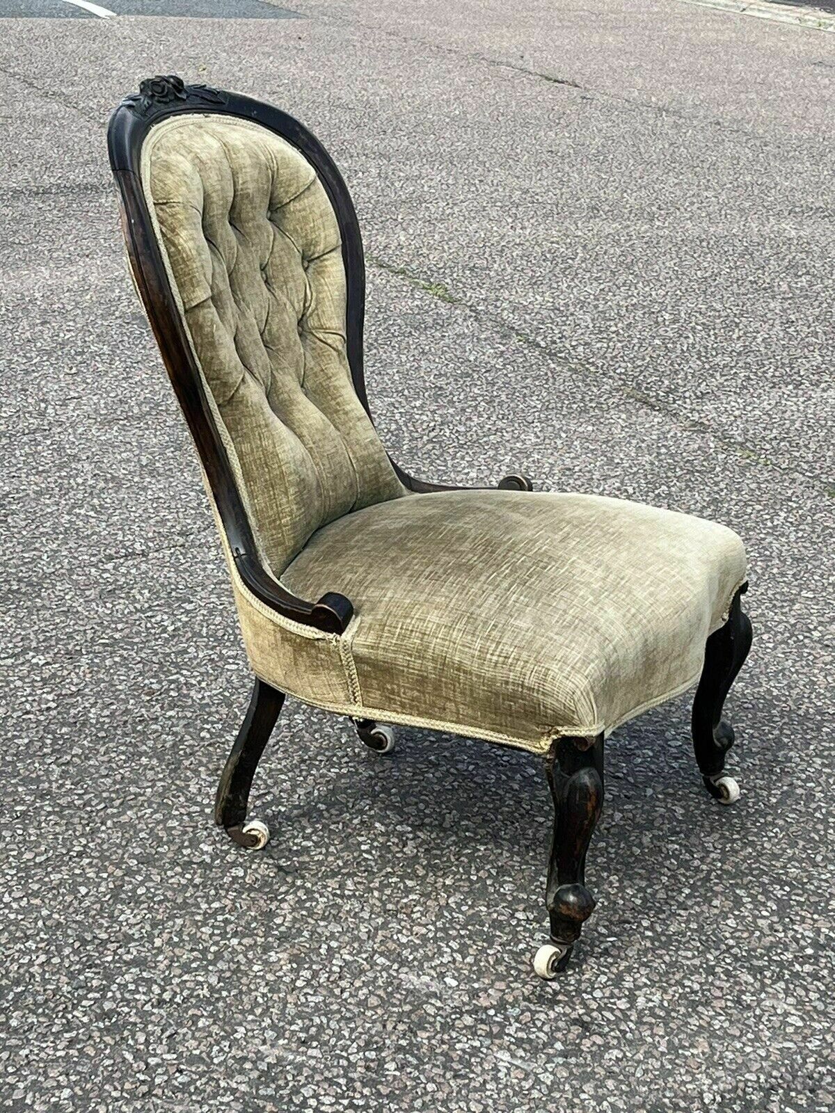 photo furniture Victorian Chair. On White Porcelain Castors.