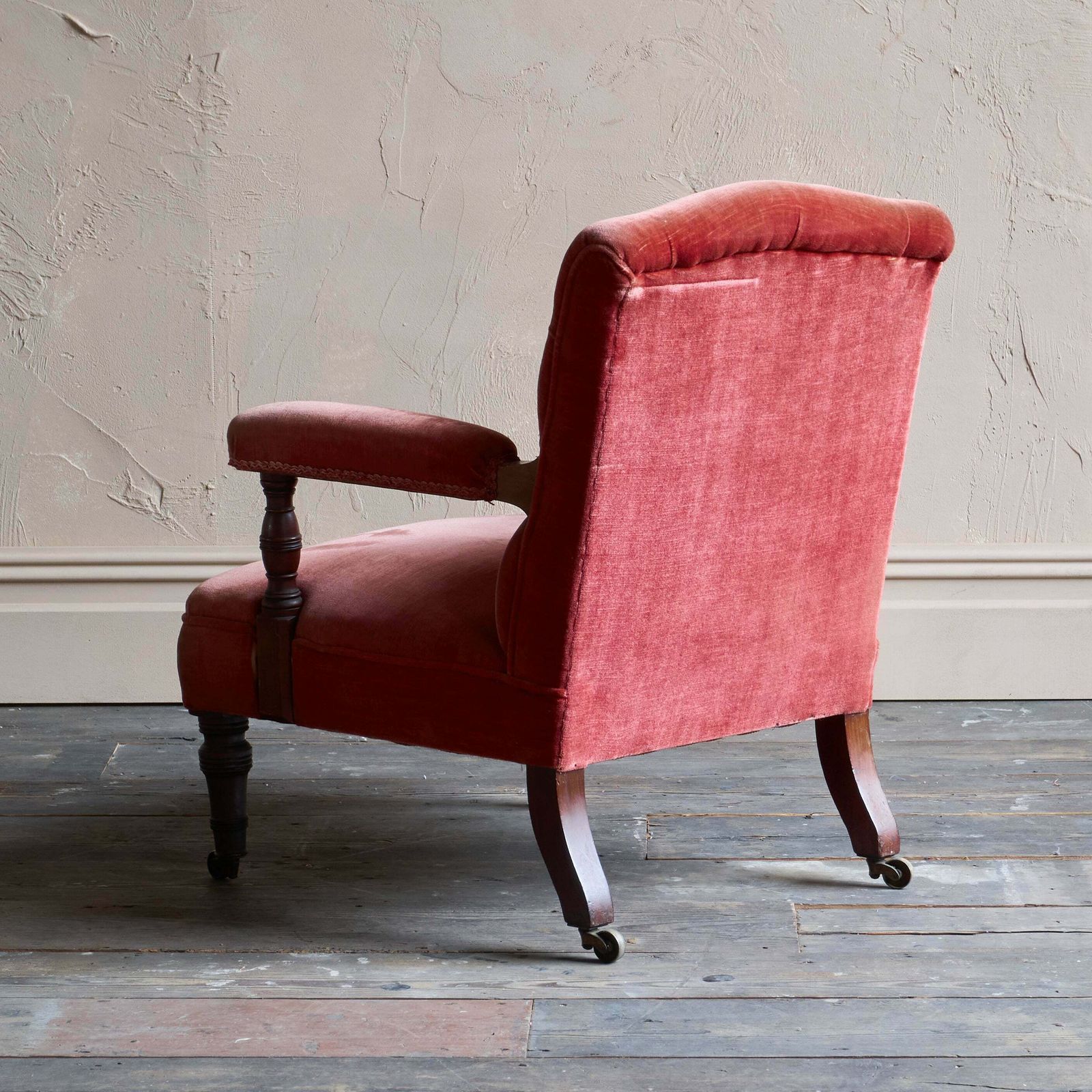 Antique Open Armchair   Red/Pink Velvet photo 1490.0
