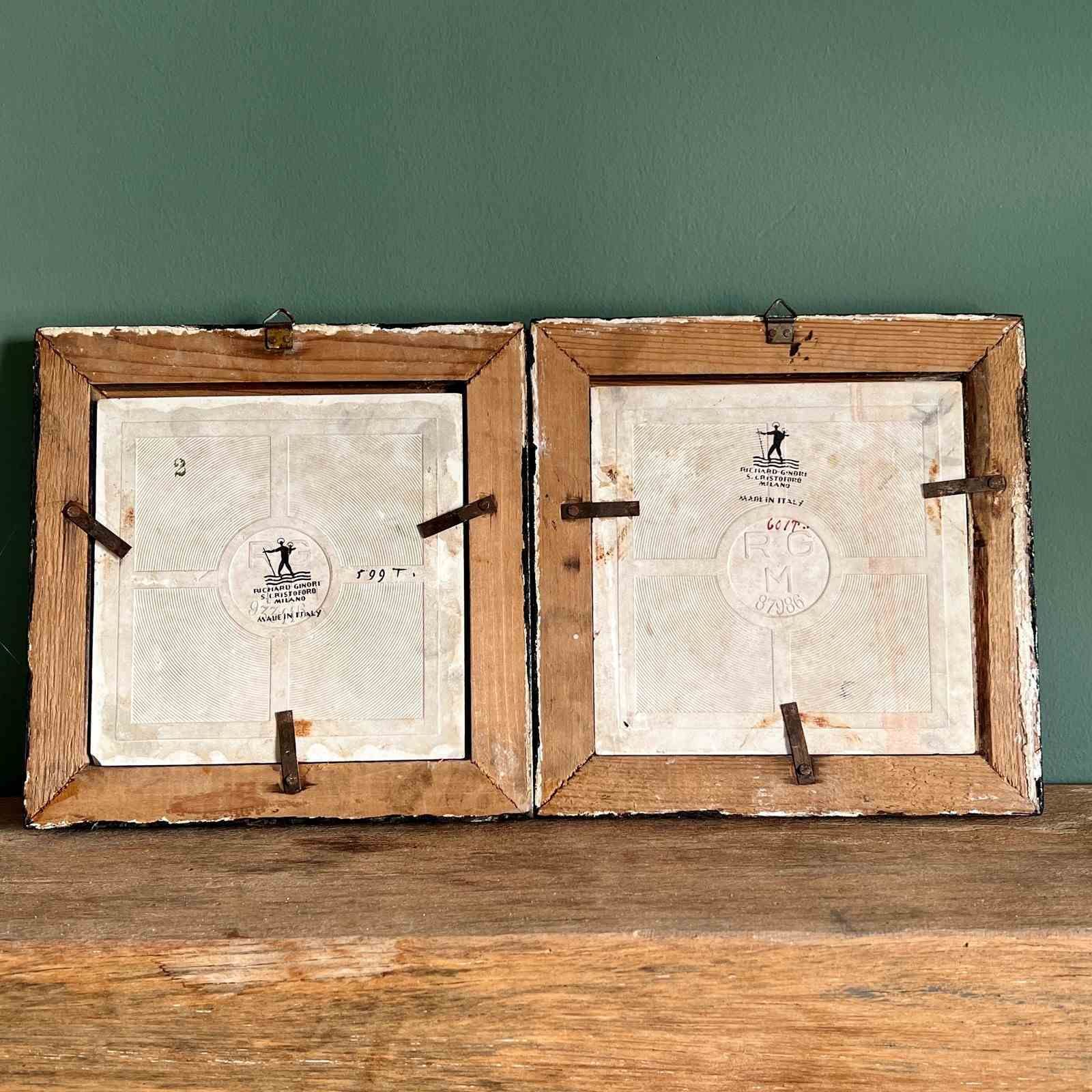 Pair Of Framed Ceramic Tiles By Gio Ponti For Richard Ginori Circa 1930 photo 1925.0