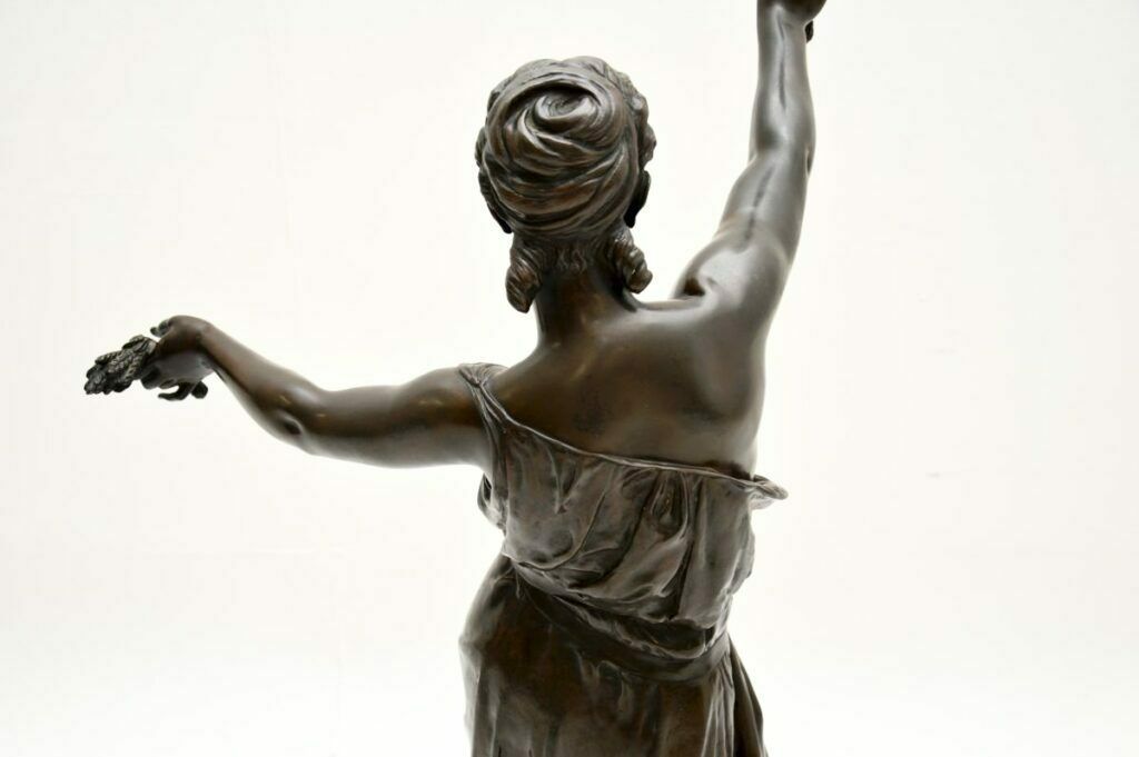 photo vinterior Antique French Bronze Lamp Figure ‘La Paix’ By Jean Jules Cambos
