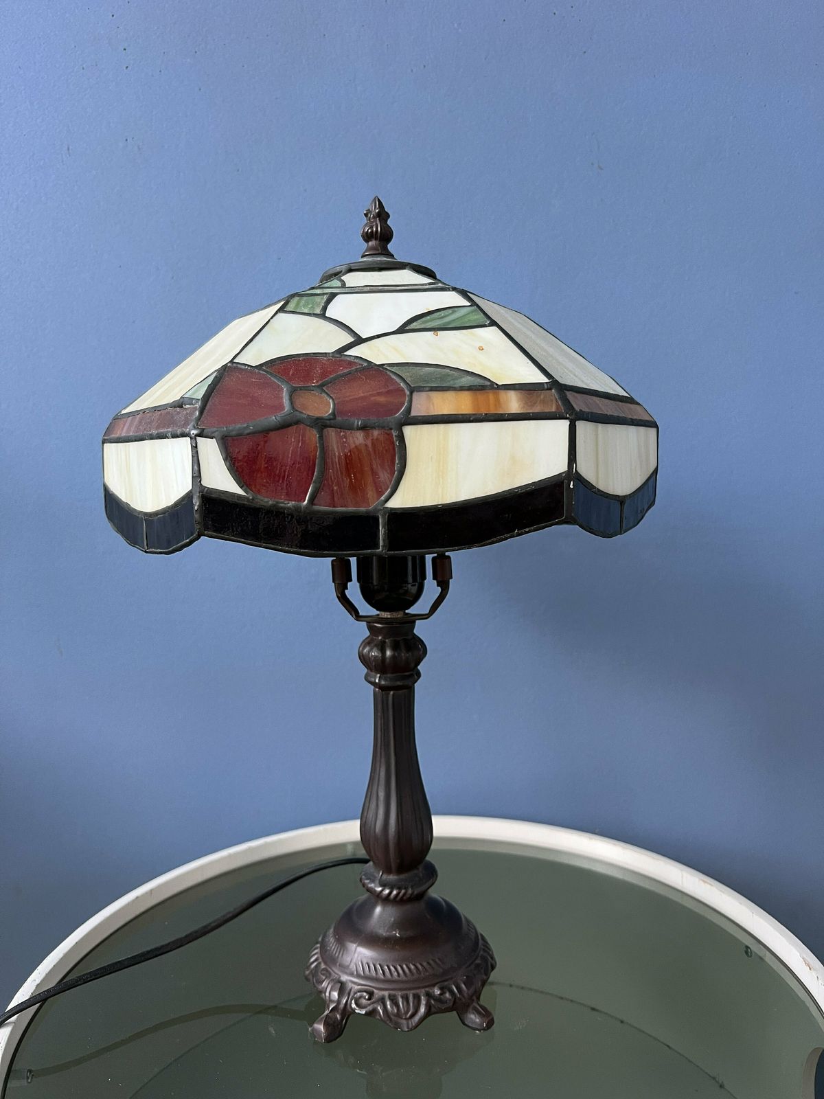 Glas In Lood Tafellamp In Tiffany Stijl, Art Deco photo vintage