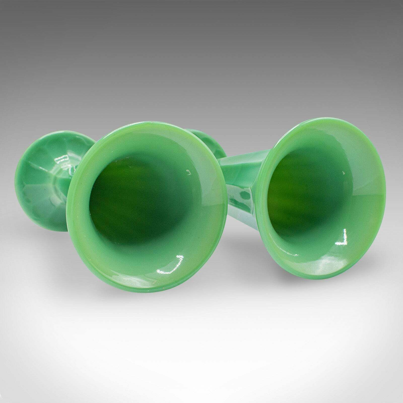 Home Decor Pair Of Vintage Trumpet Vases, English, Cloud Glass, Flower Sleeve, Art Deco photo