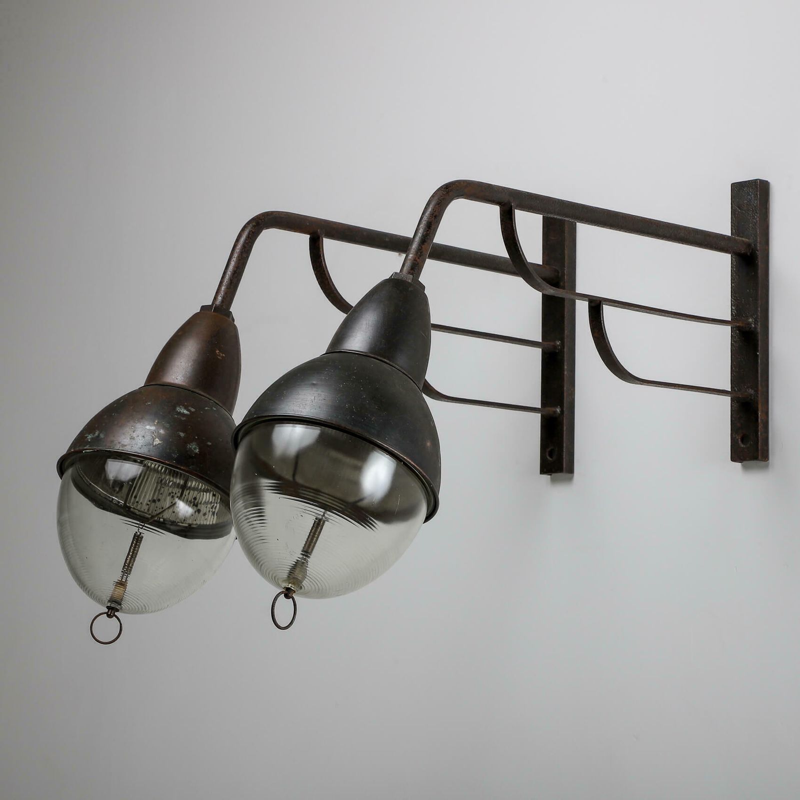 Industrial Copper Holophane Wall Lights photo for sale