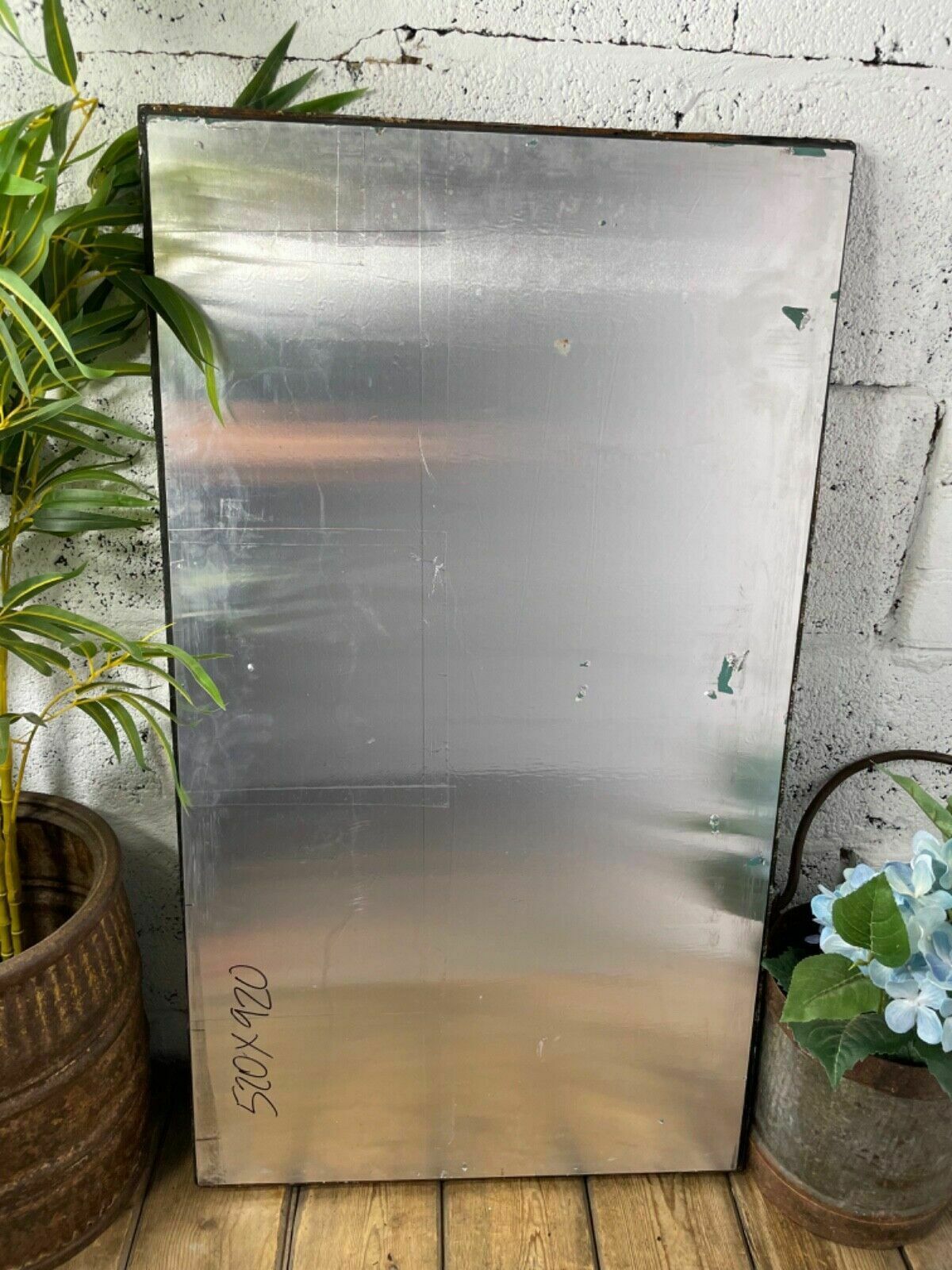 Vintage Reclaimed Industrial Cast Wrougt Iron Metal Window Frame Garden Mirror photo 235.0