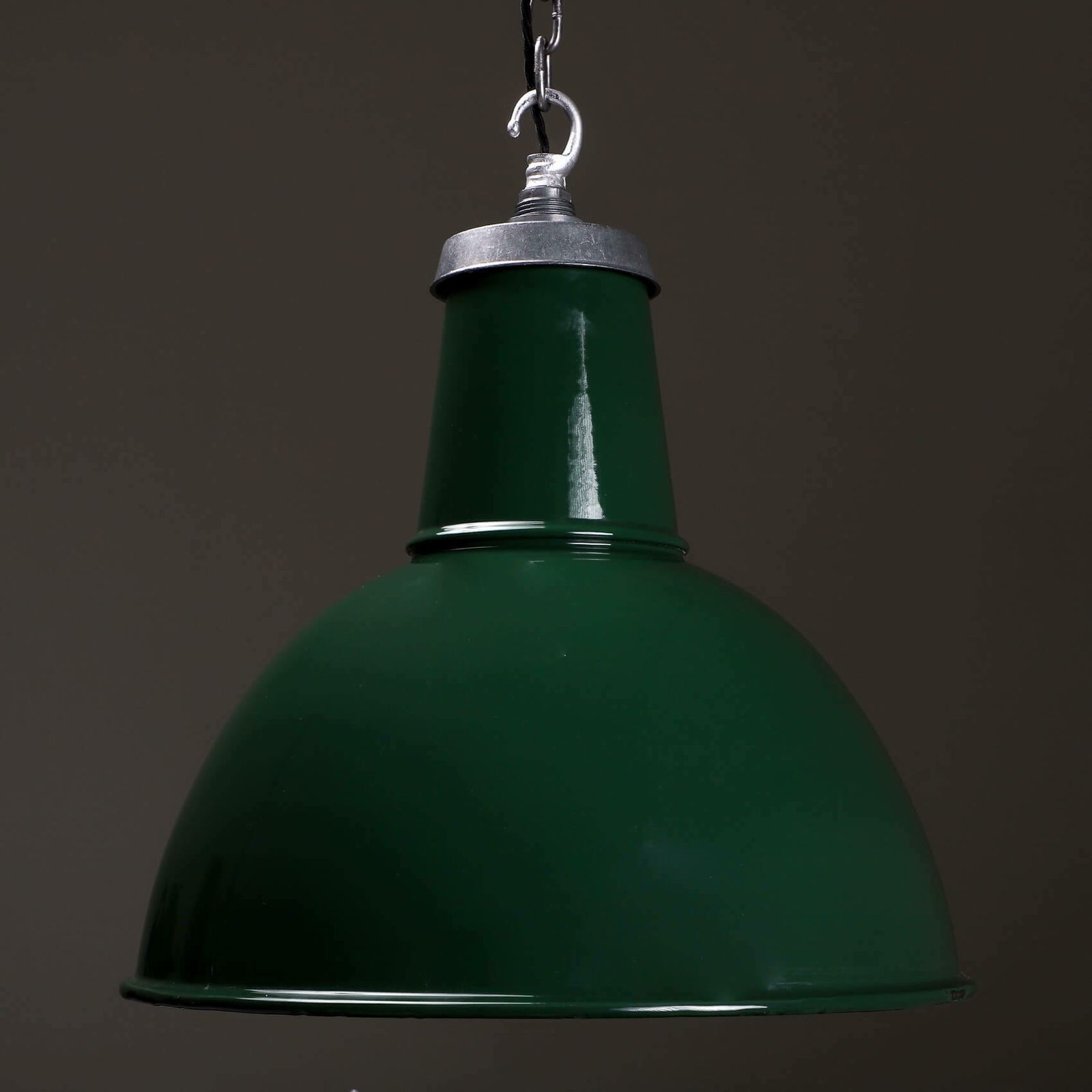 Large Industrial Green Enamel Pendant Light By Crossland – 7 Available photo Lighting