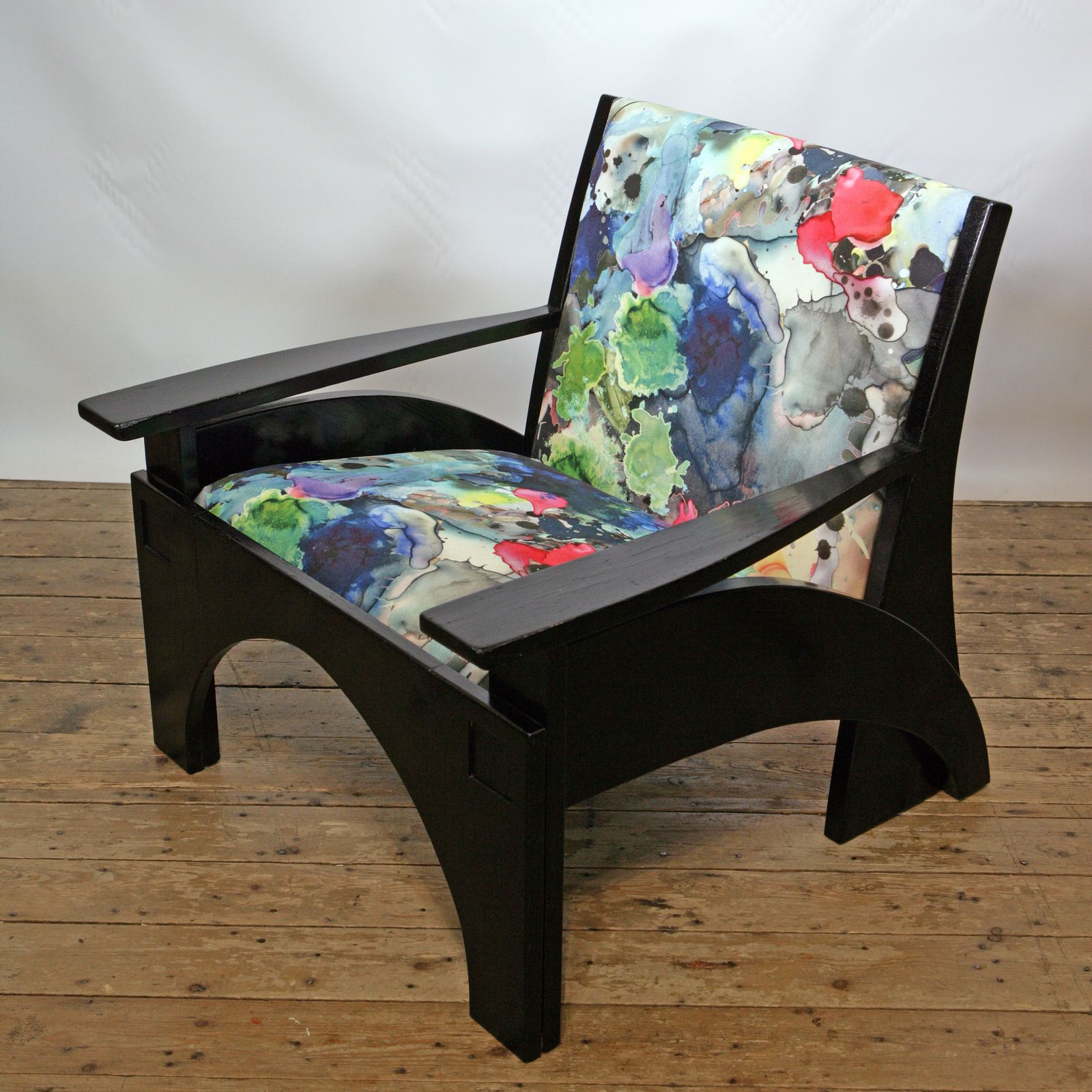 Charles Rennie Mackintosh Design Armchair In Timorous Beasties Fabric photo for sale